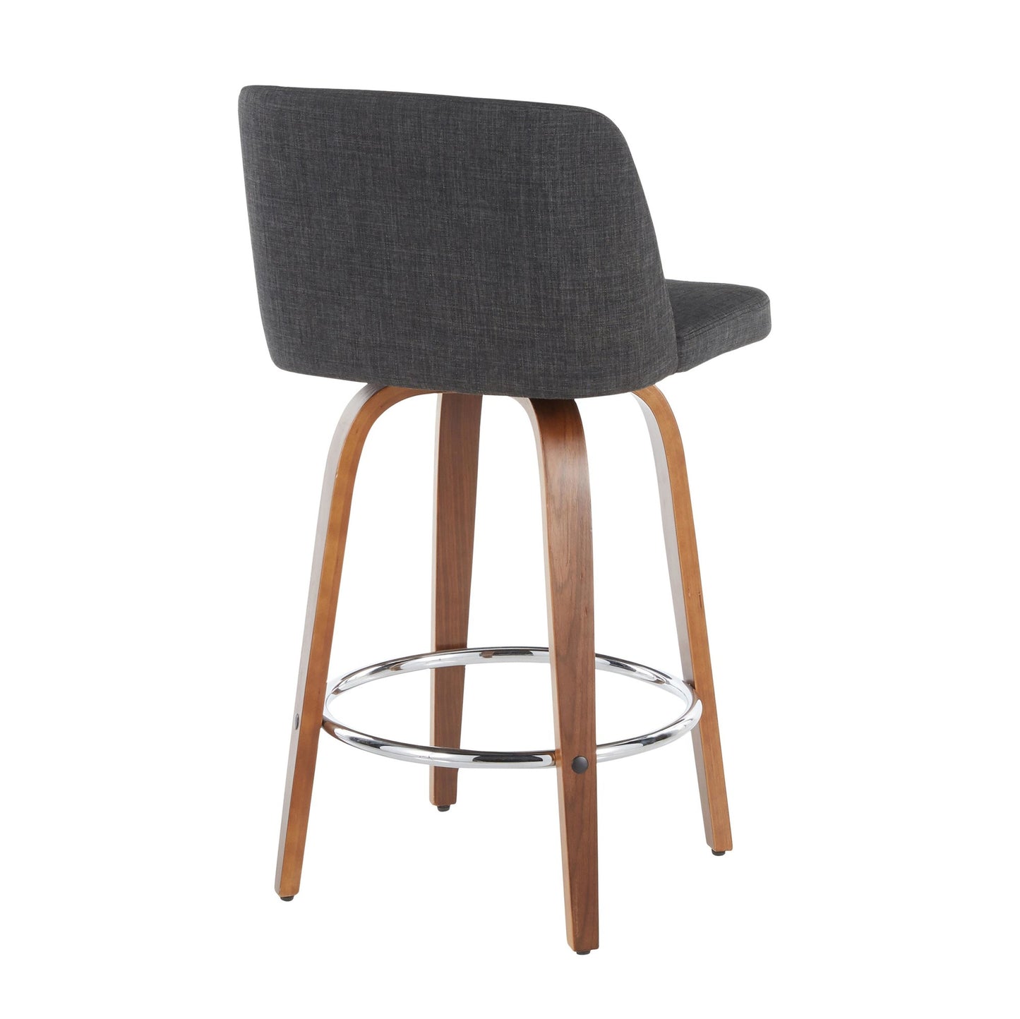 Toriano Mid-Century Modern Counter Stool in Walnut and Blue Fabric By LumiSource - Set of 2 | Counter Stools | Modishstore - 20