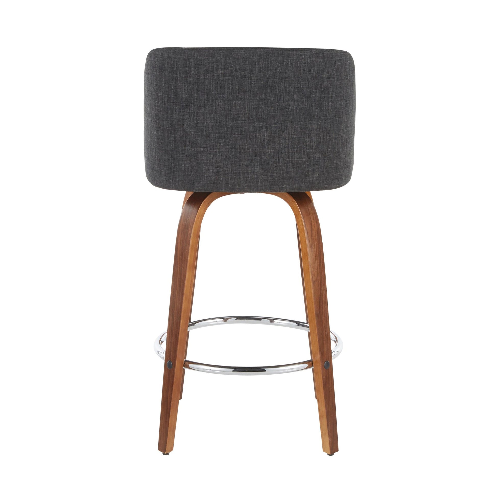 Toriano Mid-Century Modern Counter Stool in Walnut and Blue Fabric By LumiSource - Set of 2 | Counter Stools | Modishstore - 21