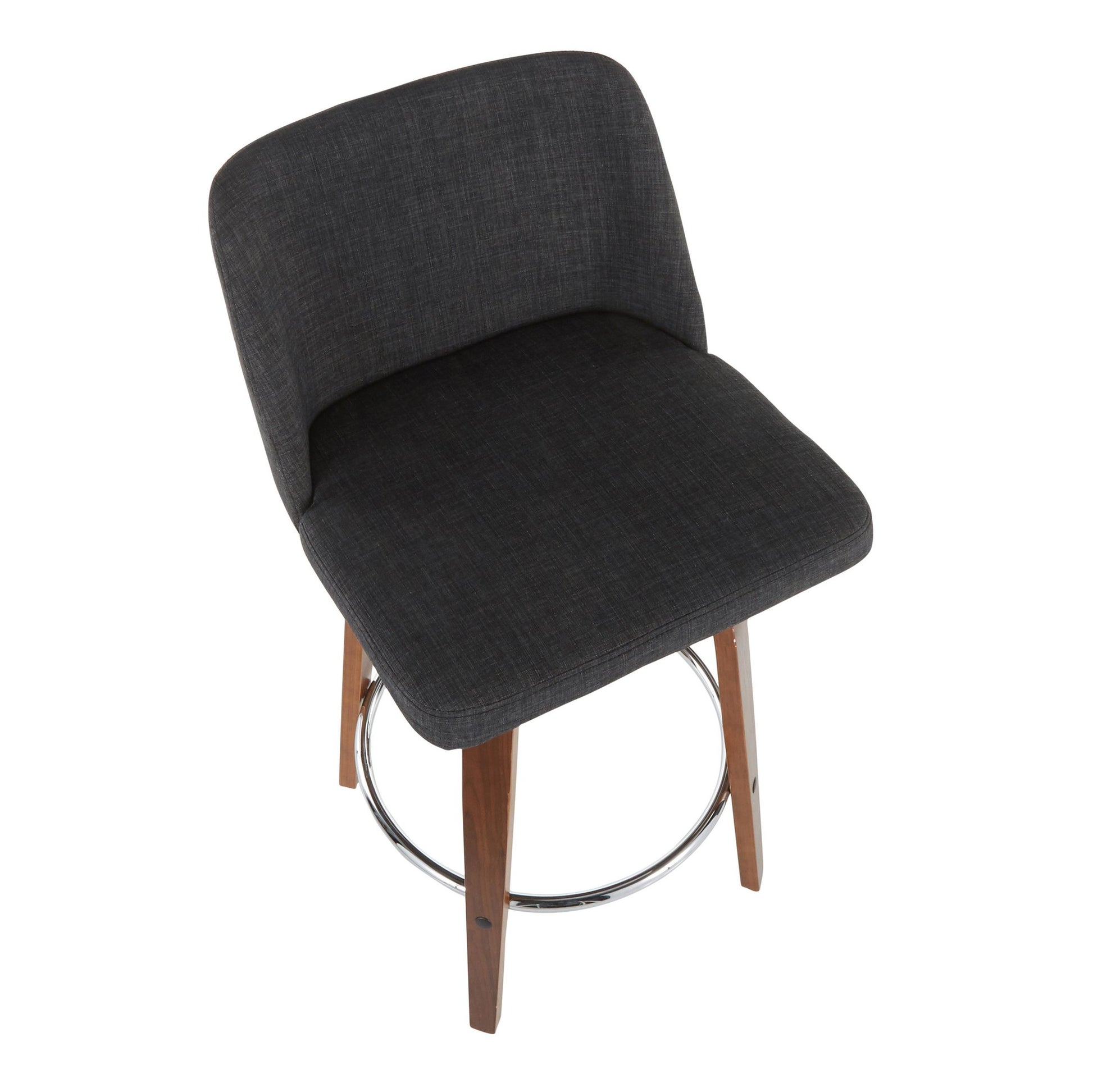 Toriano Mid-Century Modern Counter Stool in Walnut and Blue Fabric By LumiSource - Set of 2 | Counter Stools | Modishstore - 14