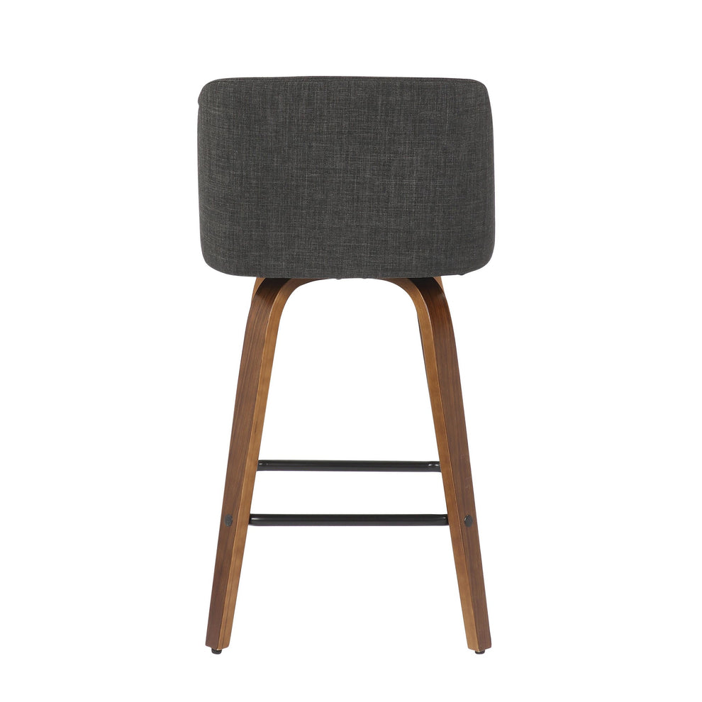 Toriano Mid-Century Modern Counter Stool in Walnut and Blue Fabric By LumiSource - Set of 2 | Counter Stools | Modishstore - 20