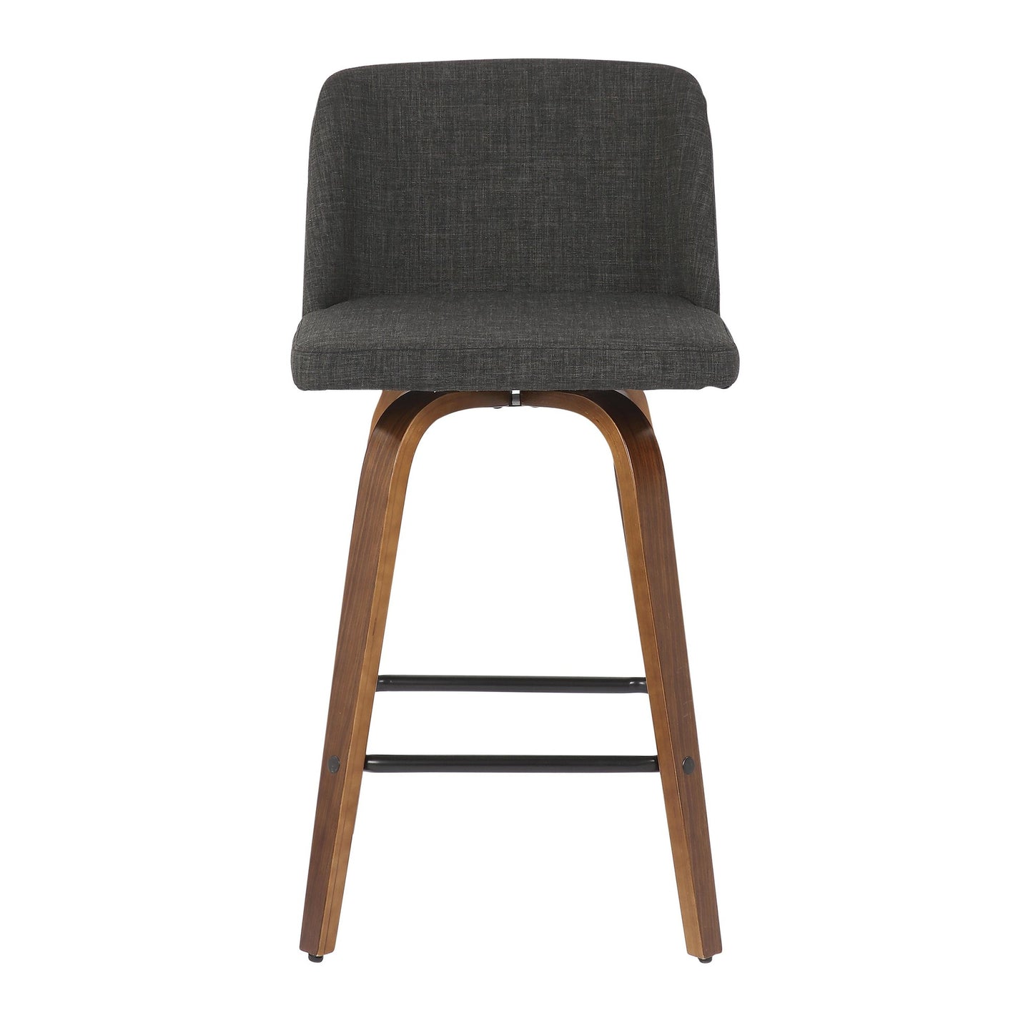 Toriano Mid-Century Modern Counter Stool in Walnut and Blue Fabric By LumiSource - Set of 2 | Counter Stools | Modishstore - 11