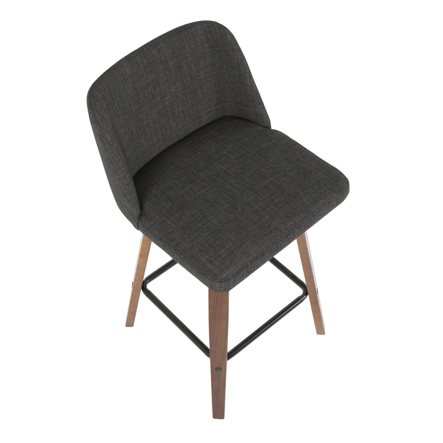 Toriano Mid-Century Modern Counter Stool in Walnut and Blue Fabric By LumiSource - Set of 2 | Counter Stools | Modishstore - 12