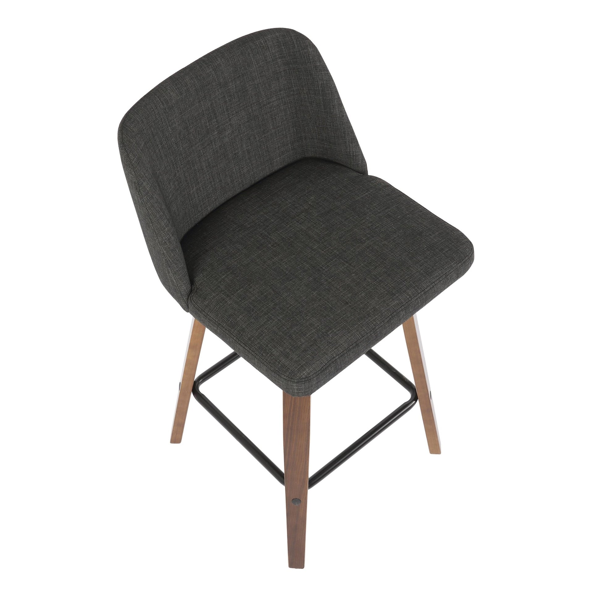 Toriano Mid-Century Modern Counter Stool in Walnut and Blue Fabric By LumiSource - Set of 2 | Counter Stools | Modishstore - 12