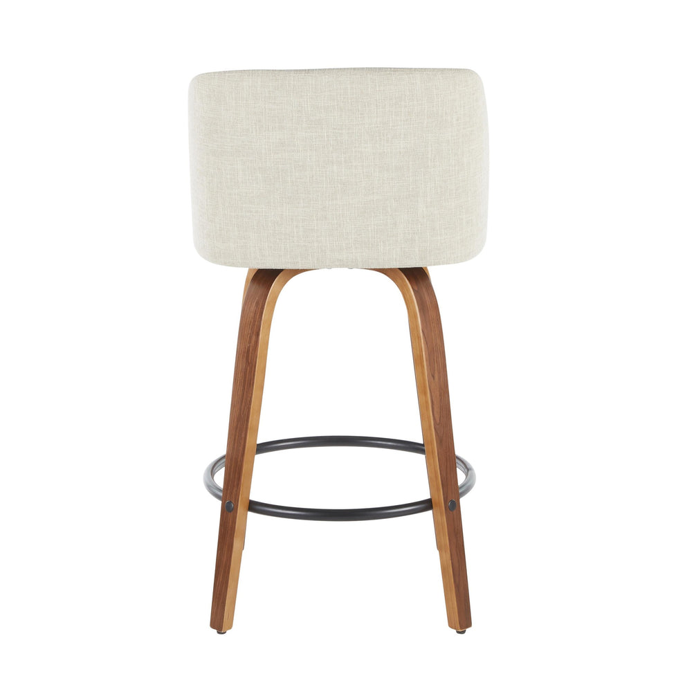 Toriano Mid-Century Modern Counter Stool in Walnut and Blue Fabric By LumiSource - Set of 2 | Counter Stools | Modishstore - 31