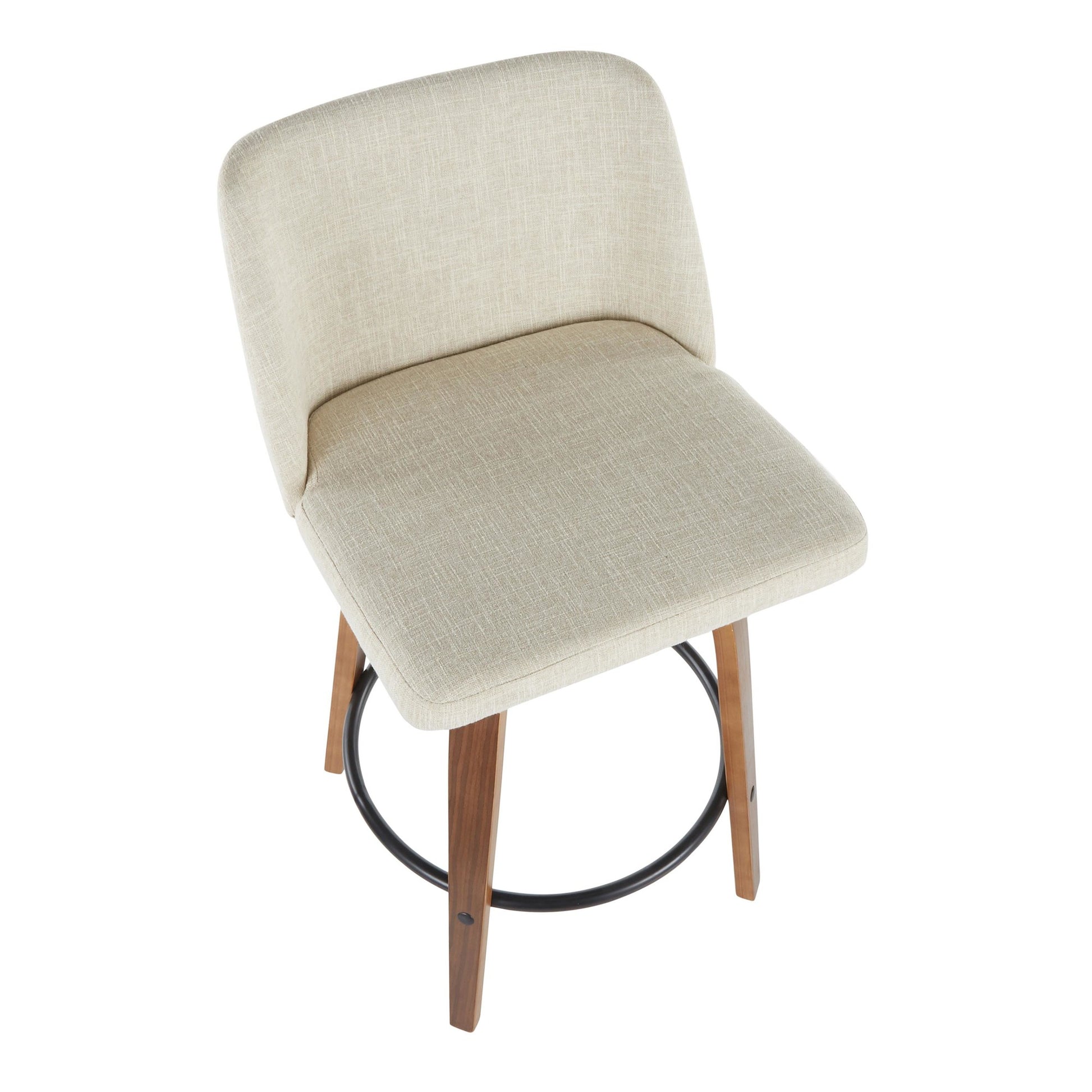 Toriano Mid-Century Modern Counter Stool in Walnut and Blue Fabric By LumiSource - Set of 2 | Counter Stools | Modishstore - 24