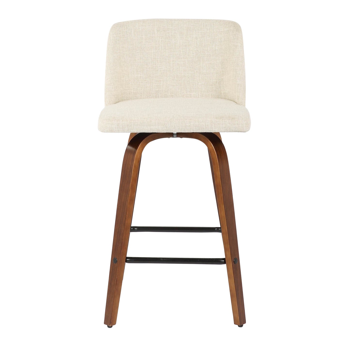 Toriano Mid-Century Modern Counter Stool in Walnut and Blue Fabric By LumiSource - Set of 2 | Counter Stools | Modishstore - 22