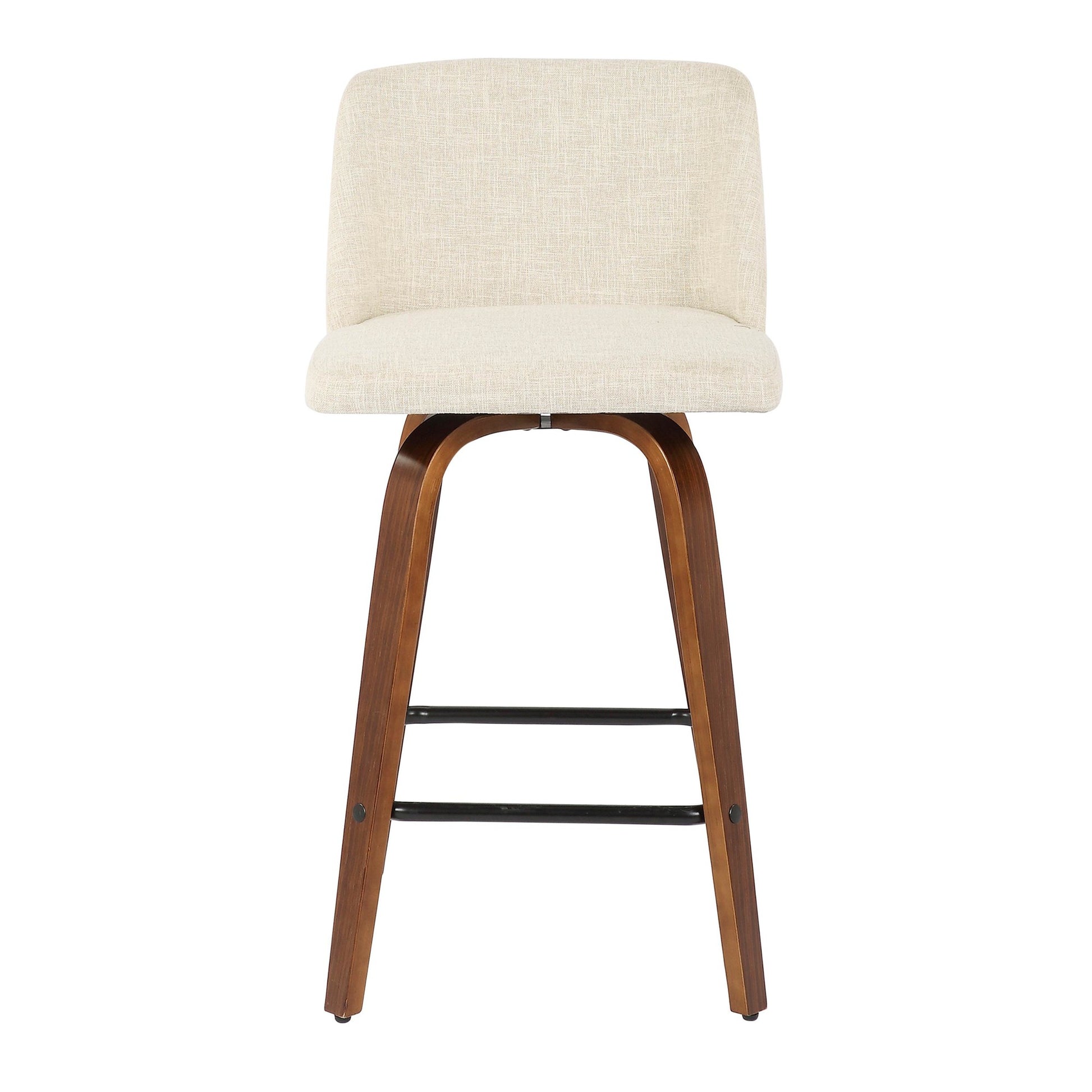 Toriano Mid-Century Modern Counter Stool in Walnut and Blue Fabric By LumiSource - Set of 2 | Counter Stools | Modishstore - 22