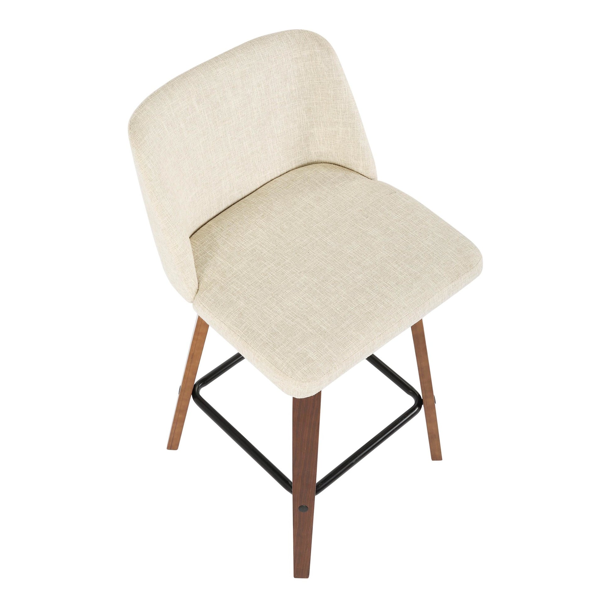 Toriano Mid-Century Modern Counter Stool in Walnut and Blue Fabric By LumiSource - Set of 2 | Counter Stools | Modishstore - 23