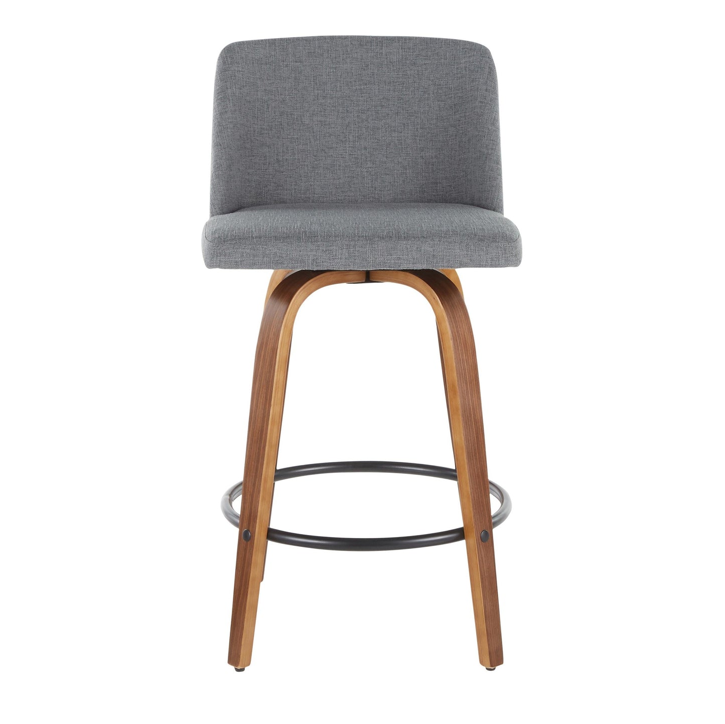 Toriano Mid-Century Modern Counter Stool in Walnut and Blue Fabric By LumiSource - Set of 2 | Counter Stools | Modishstore - 33