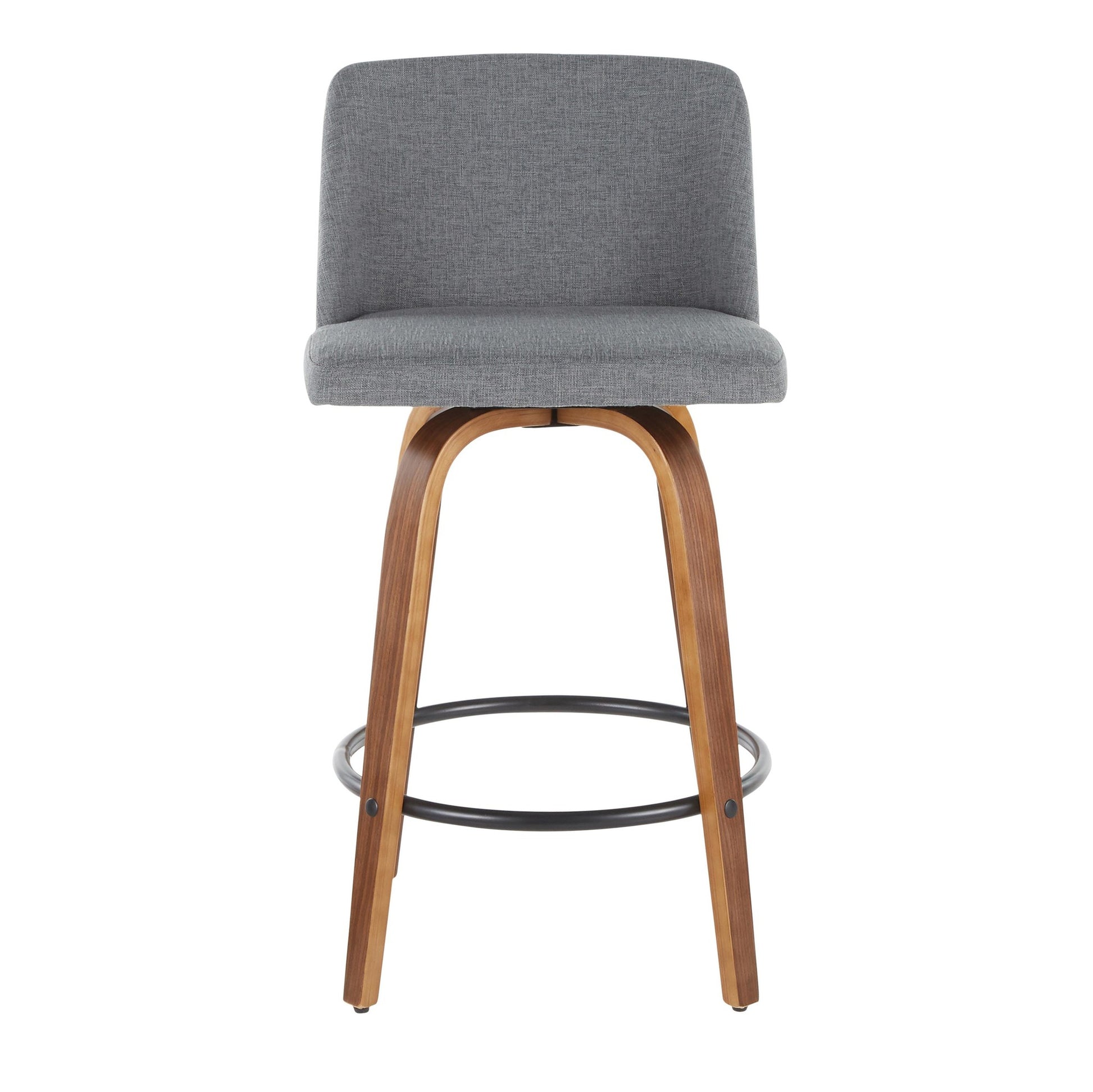 Toriano Mid-Century Modern Counter Stool in Walnut and Blue Fabric By LumiSource - Set of 2 | Counter Stools | Modishstore - 33