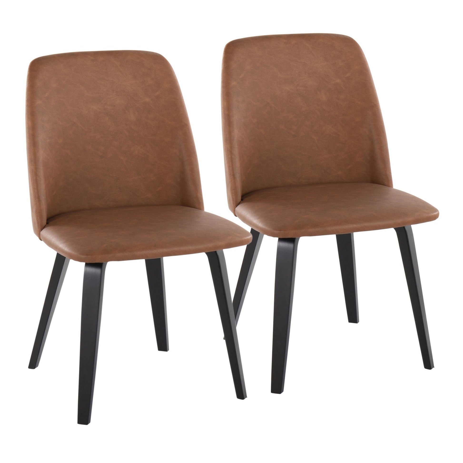 Toriano Contemporary Dining Chair in Black Wood and Camel Faux Leather By LumiSource - Set of 2 | Dining Chairs | Modishstore