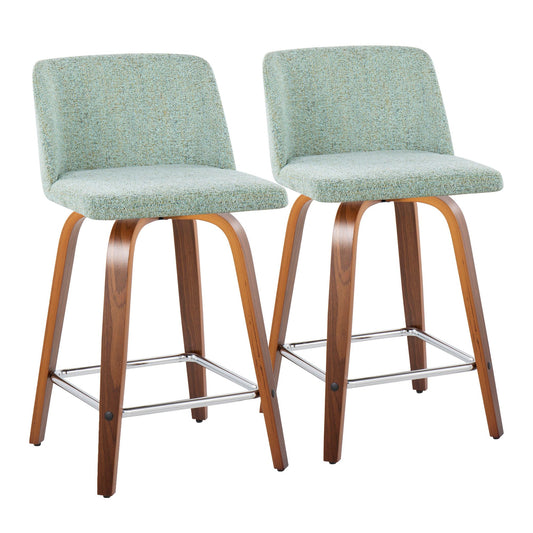Toriano 24" Fixed Height Counter Stool - Set of 2 Green By LumiSource | Counter Stools | Modishstore