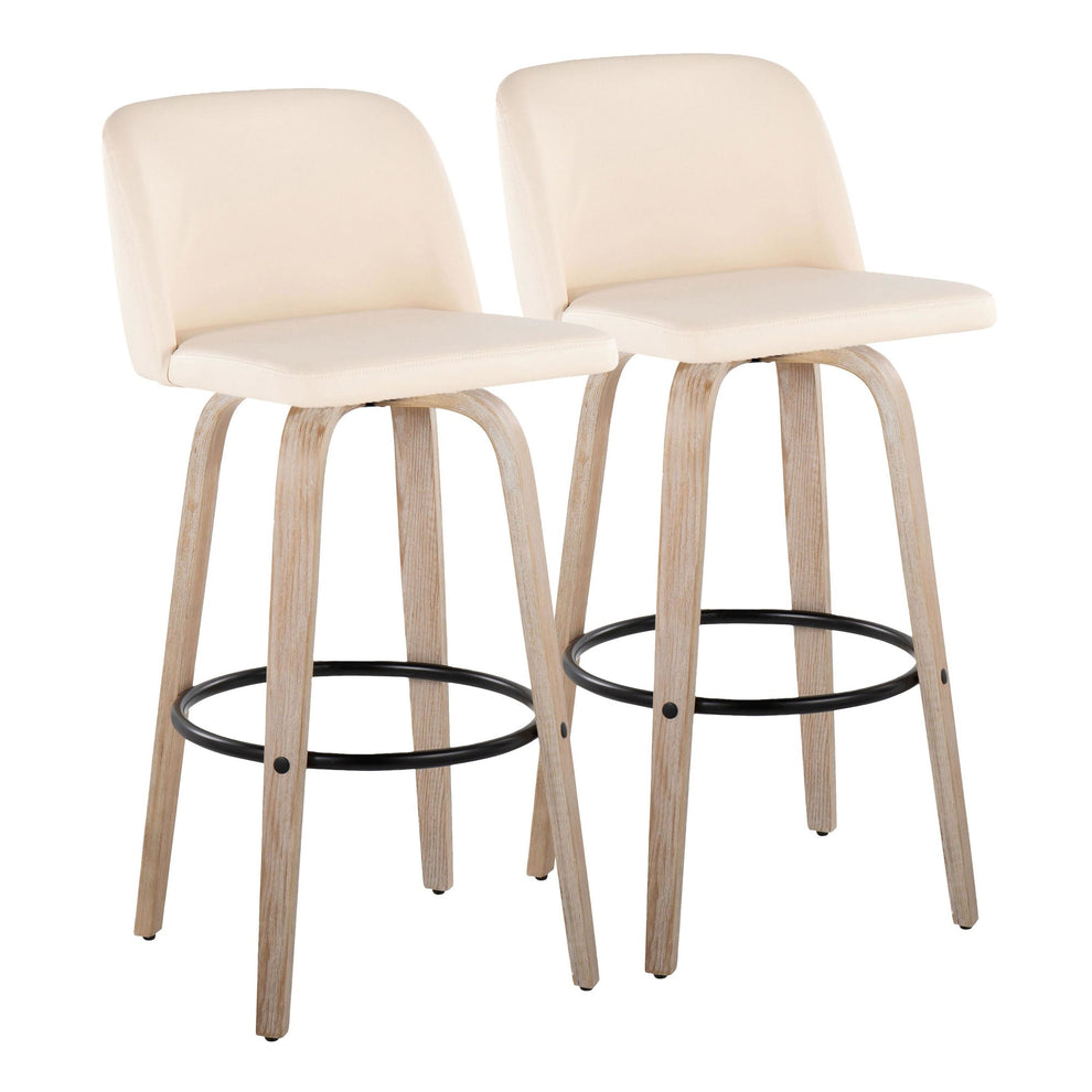 Toriano 30" Fixed Height Barstool - Set of 2 Cream By LumiSource | Bar Stools | Modishstore