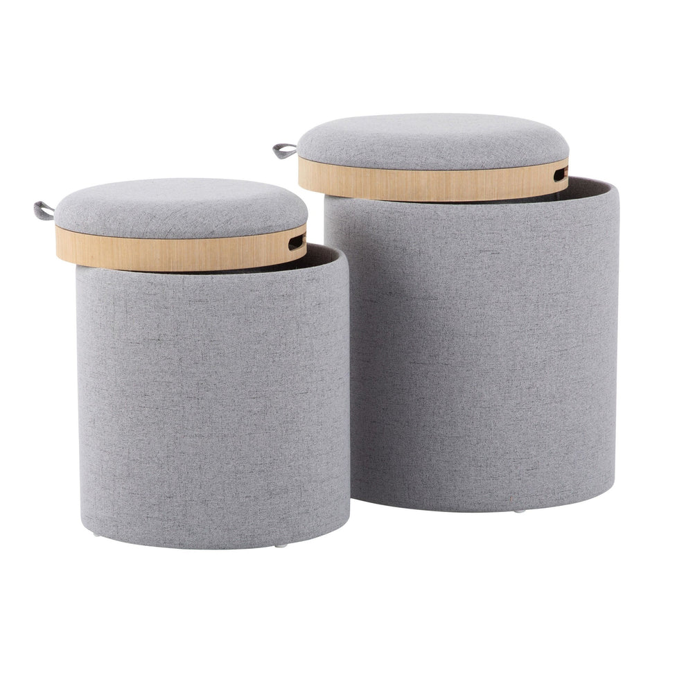 Tray Nesting Ottoman Set Charcoal By LumiSource | Ottomans | Modishstore - 12