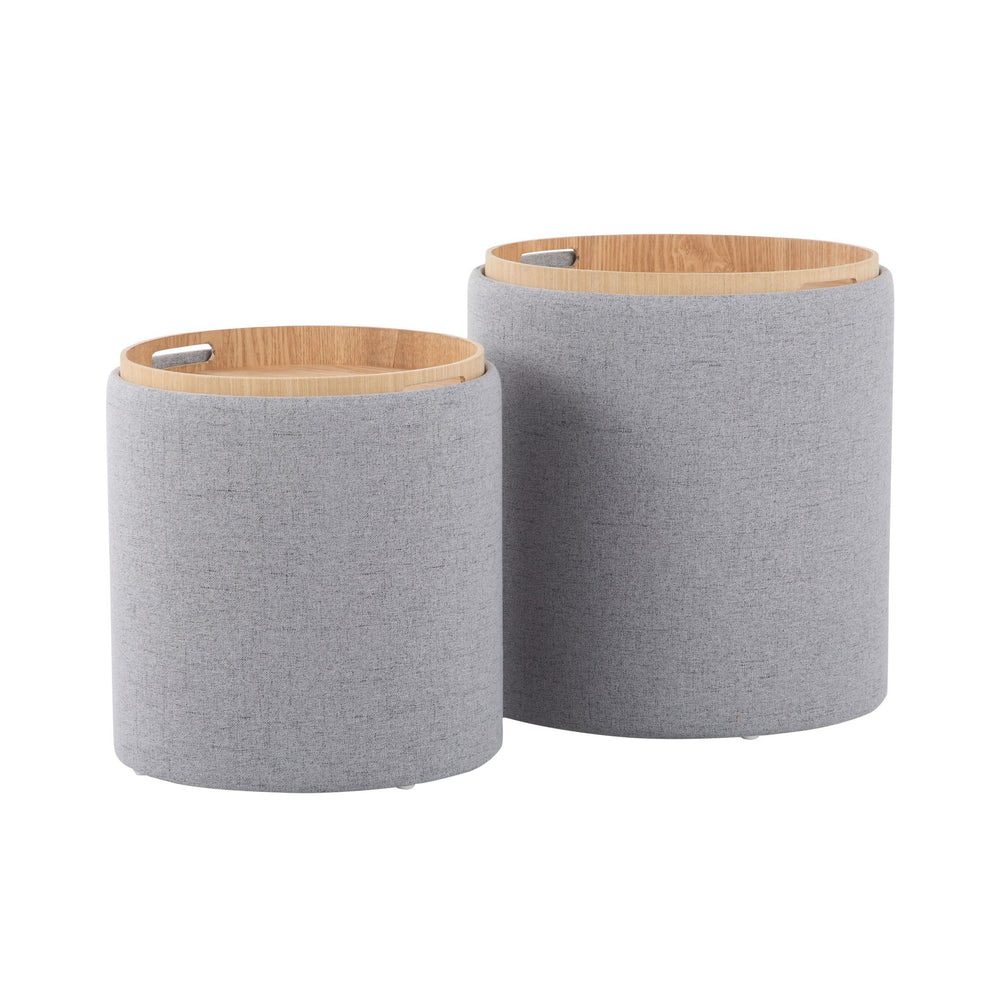 Tray Nesting Ottoman Set Charcoal By LumiSource | Ottomans | Modishstore - 13