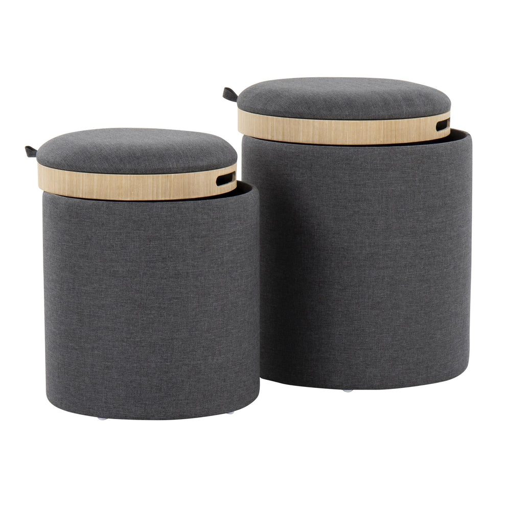 Tray Nesting Ottoman Set Charcoal By LumiSource | Ottomans | Modishstore - 5