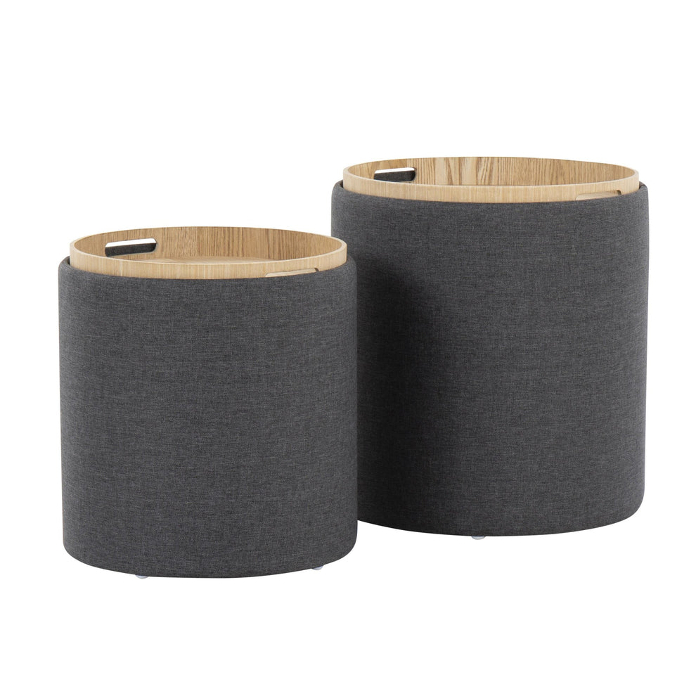 Tray Nesting Ottoman Set Charcoal By LumiSource | Ottomans | Modishstore - 6