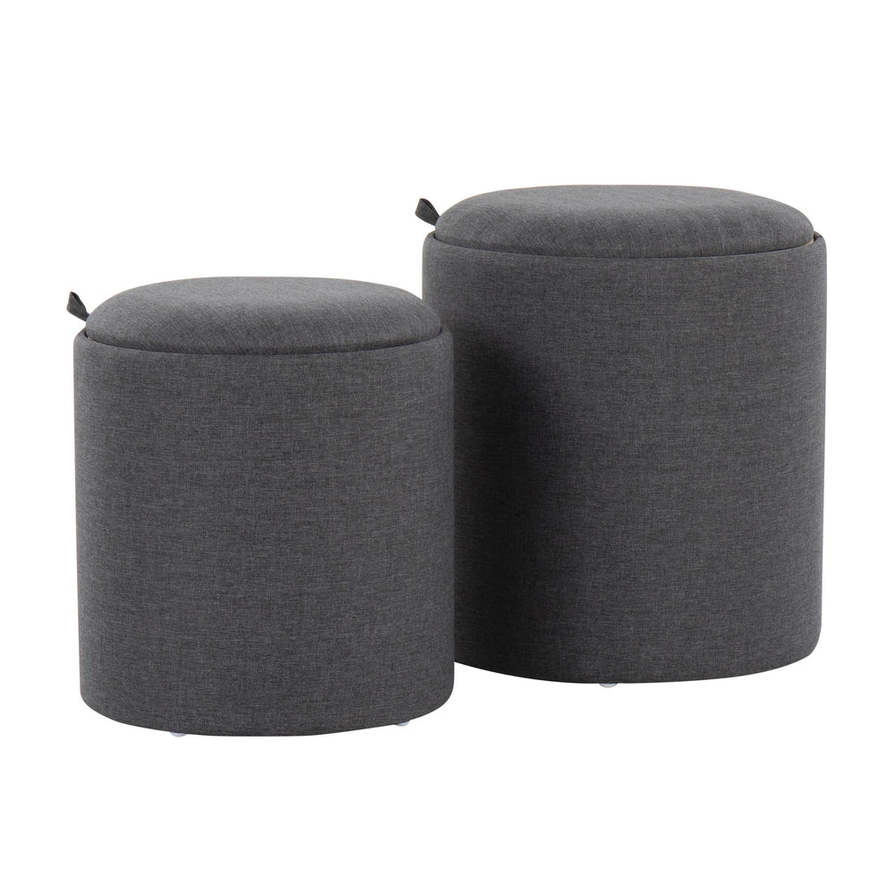 Tray Nesting Ottoman Set Charcoal By LumiSource | Ottomans | Modishstore - 3