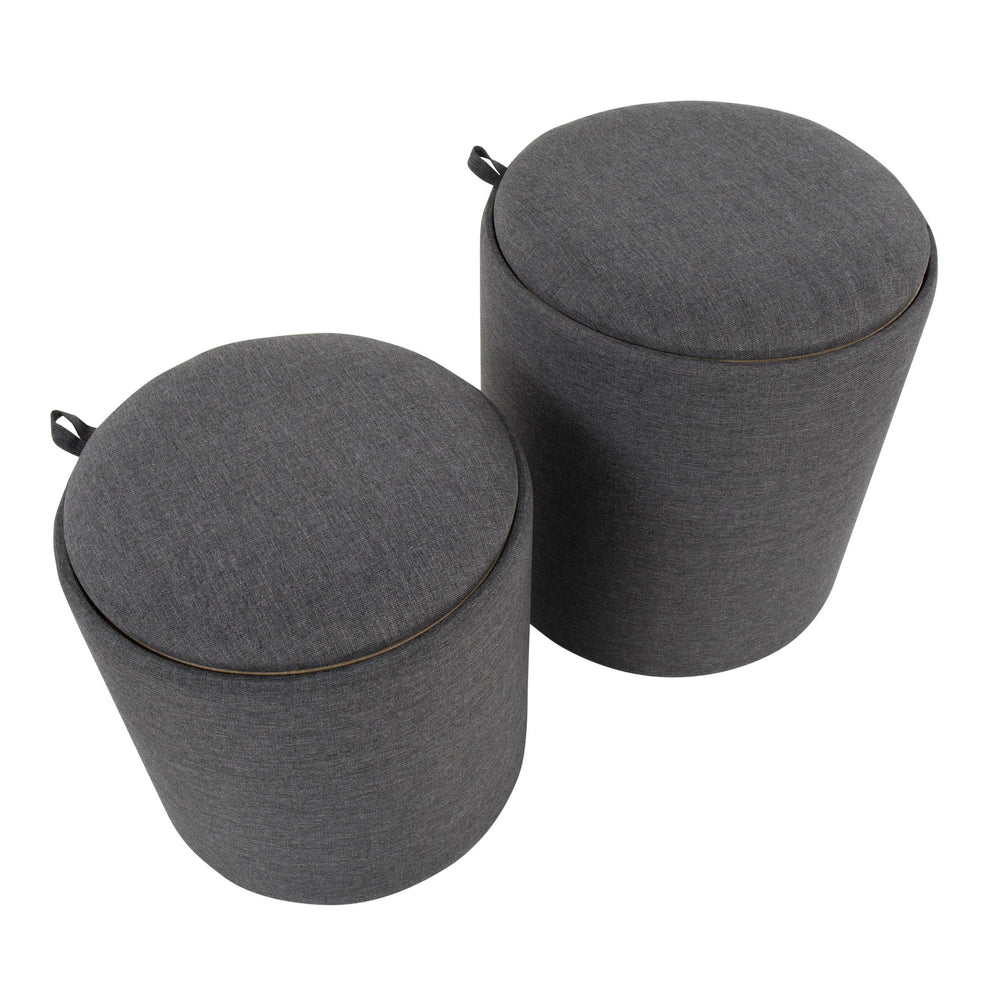 Tray Nesting Ottoman Set Charcoal By LumiSource | Ottomans | Modishstore - 4