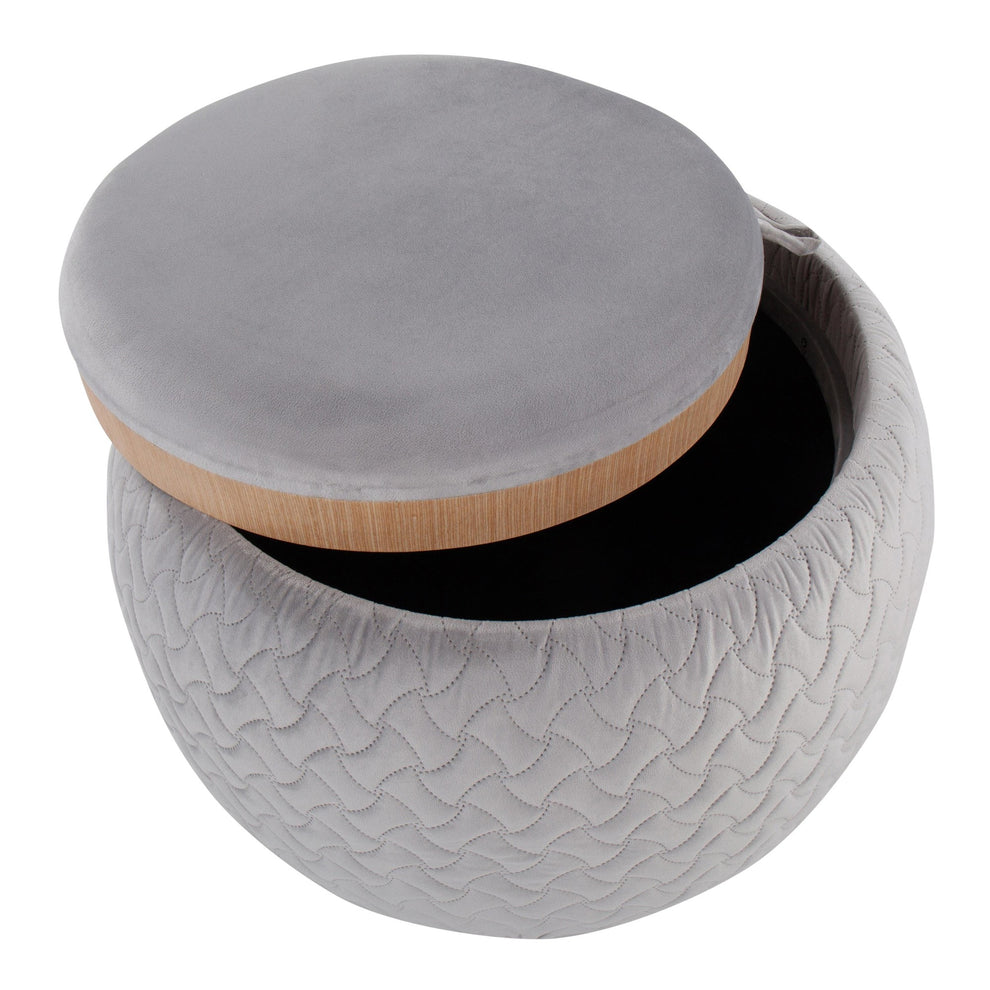 Tray Pouf Contemporary Ottoman in Natural Wood and Black Velvet By LumiSource | Ottomans | Modishstore - 27