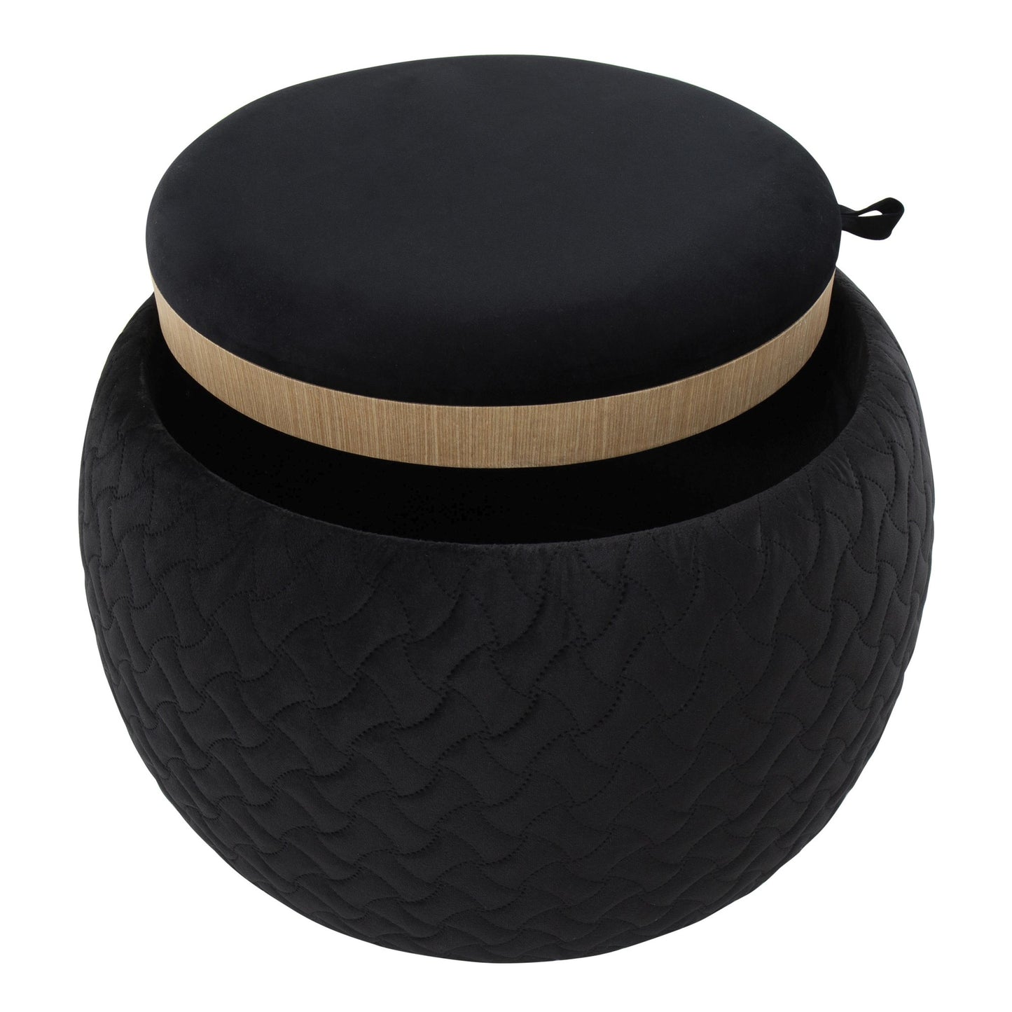 Tray Pouf Contemporary Ottoman in Natural Wood and Black Velvet By LumiSource | Ottomans | Modishstore - 9