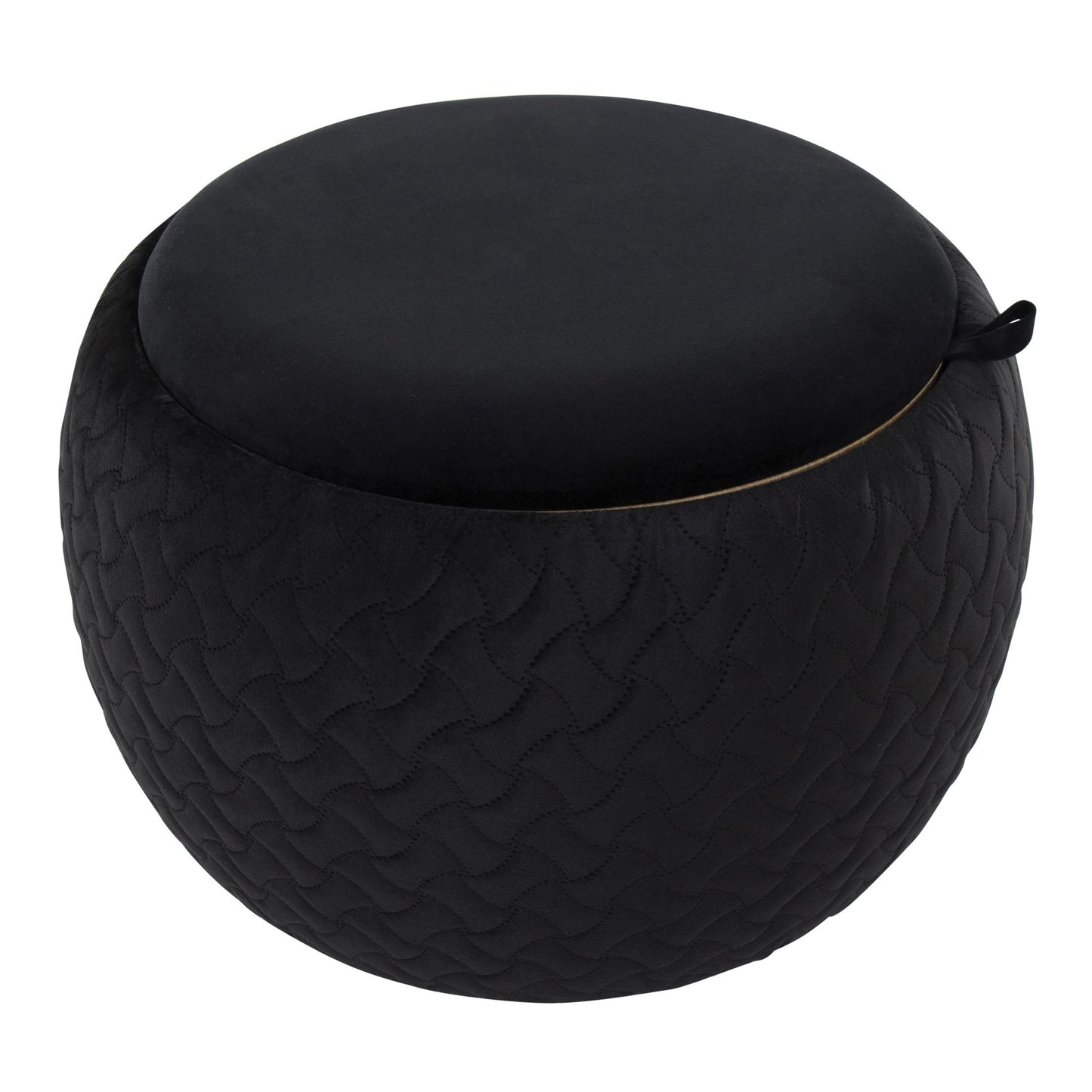 Tray Pouf Contemporary Ottoman in Natural Wood and Black Velvet By LumiSource | Ottomans | Modishstore - 3