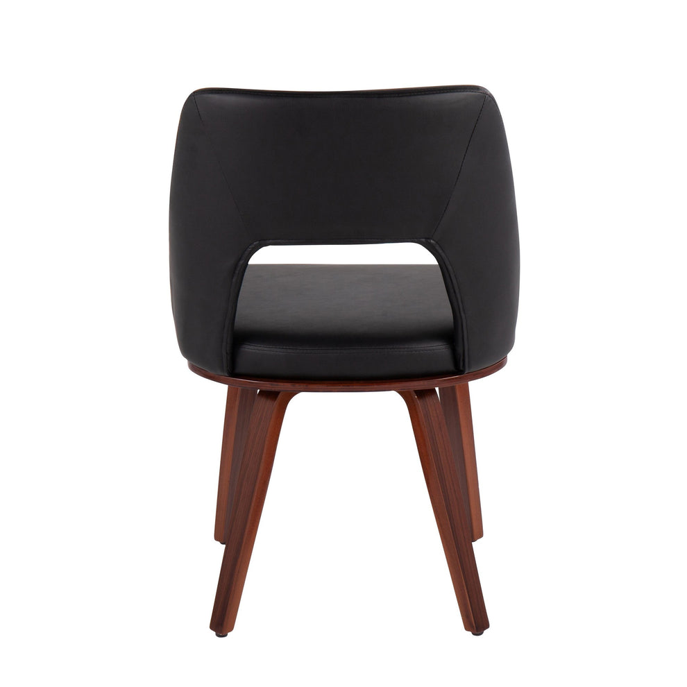 Triad Mid-Century Modern Upholstered Chair in Walnut Bamboo and Black Faux Leather By LumiSource - Set of 2 | Dining Chairs | Modishstore - 8