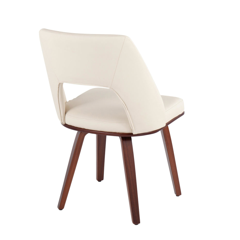 Triad Mid-Century Modern Upholstered Chair in Walnut Bamboo and Black Faux Leather By LumiSource - Set of 2 | Dining Chairs | Modishstore - 15