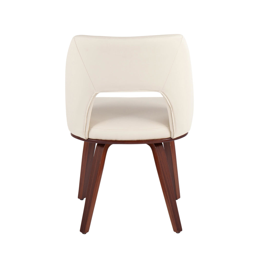 Triad Mid-Century Modern Upholstered Chair in Walnut Bamboo and Black Faux Leather By LumiSource - Set of 2 | Dining Chairs | Modishstore - 16