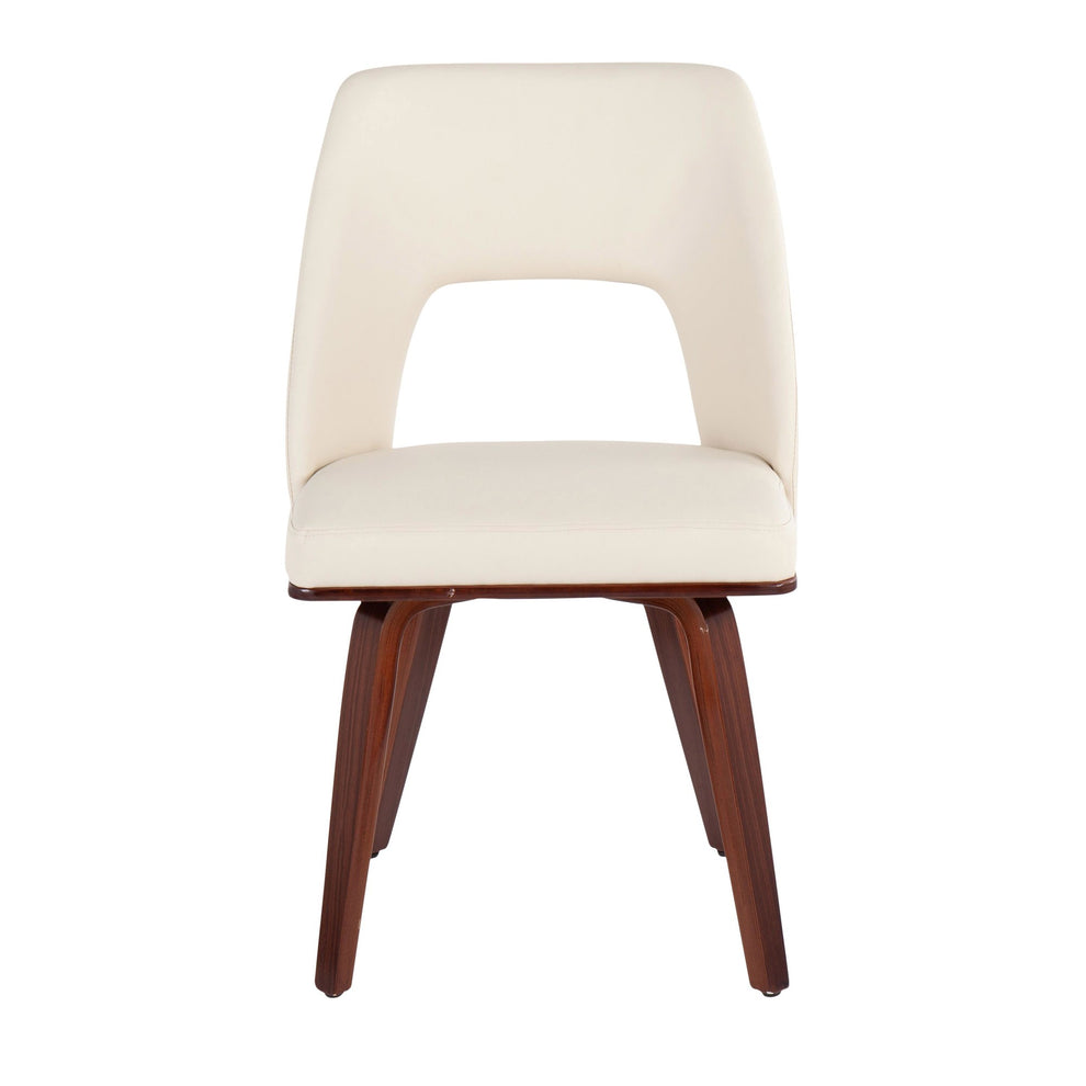 Triad Mid-Century Modern Upholstered Chair in Walnut Bamboo and Black Faux Leather By LumiSource - Set of 2 | Dining Chairs | Modishstore - 10
