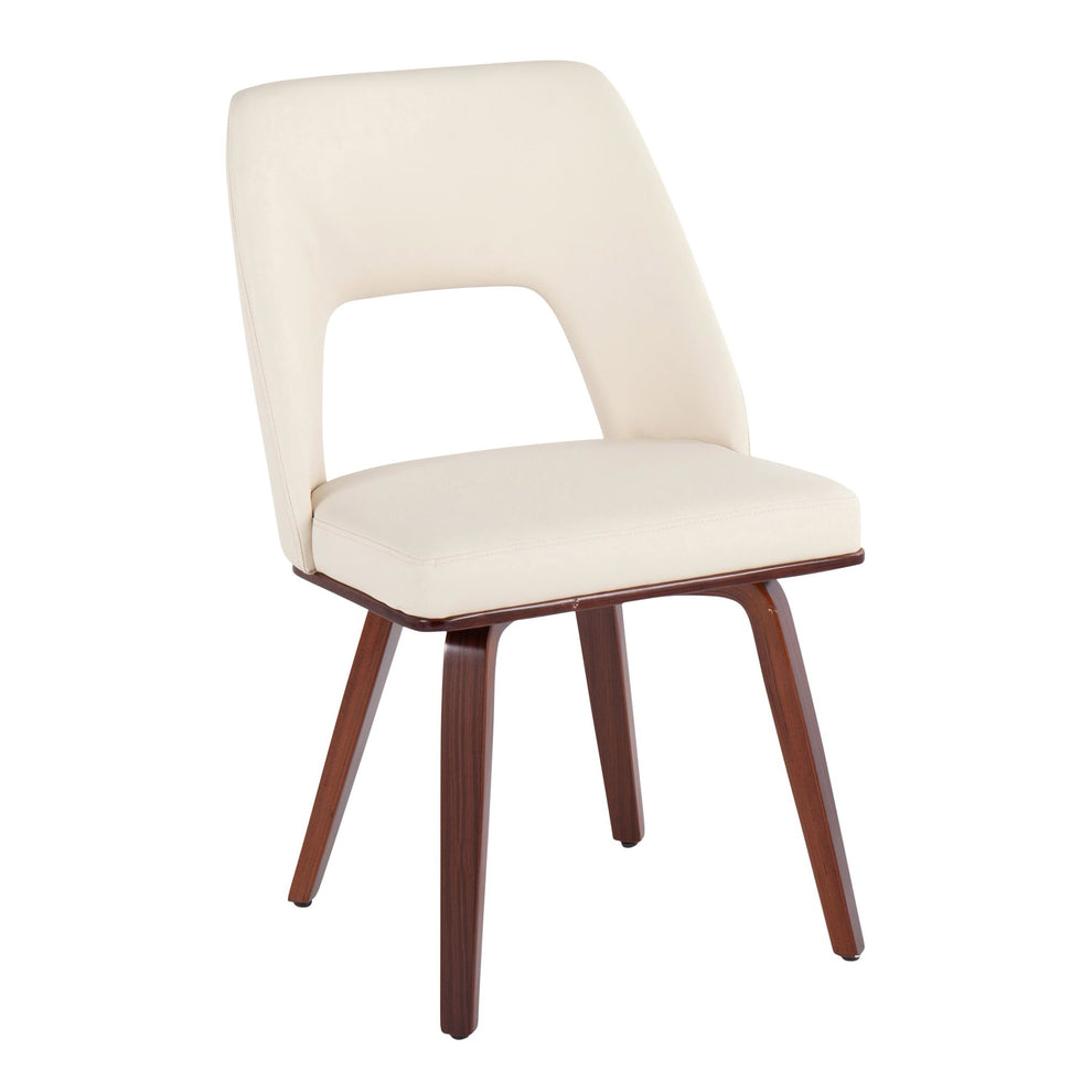 Triad Mid-Century Modern Upholstered Chair in Walnut Bamboo and Black Faux Leather By LumiSource - Set of 2 | Dining Chairs | Modishstore - 13
