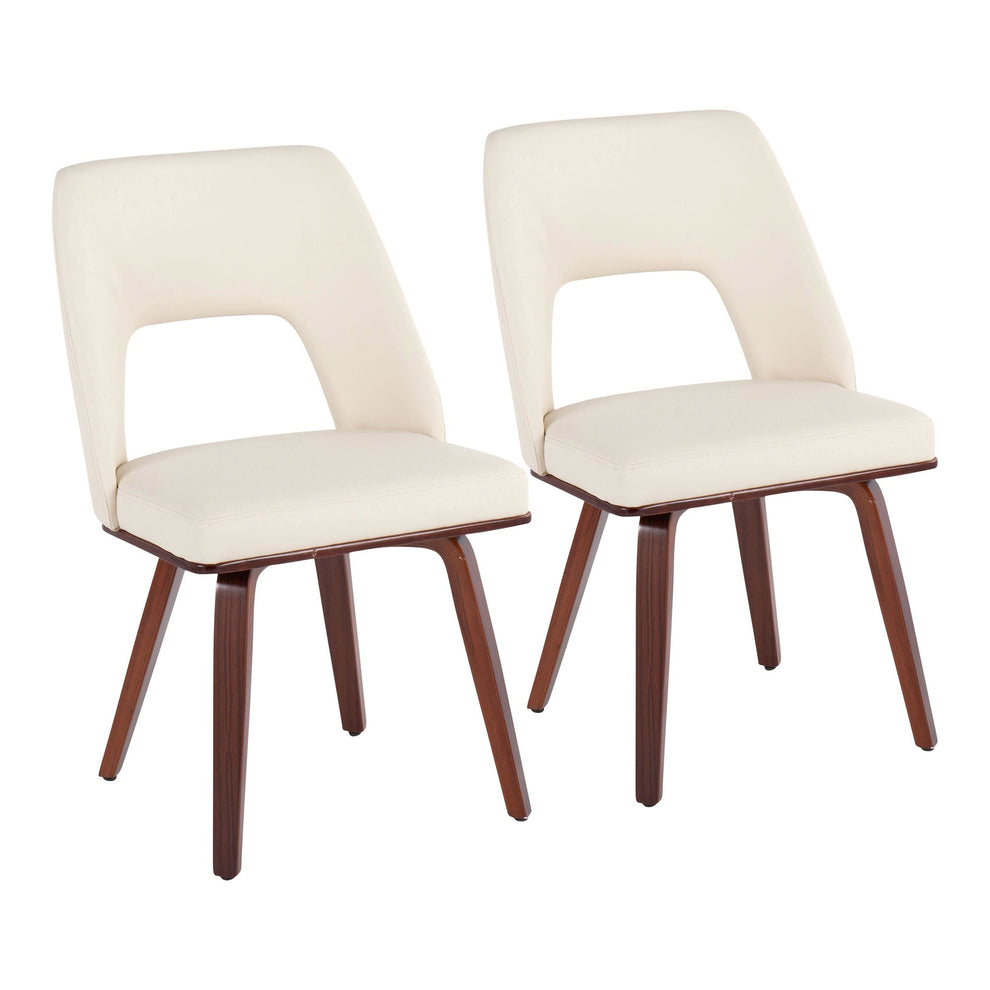 Triad Mid-Century Modern Upholstered Chair in Walnut Bamboo and Black Faux Leather By LumiSource - Set of 2 | Dining Chairs | Modishstore - 9