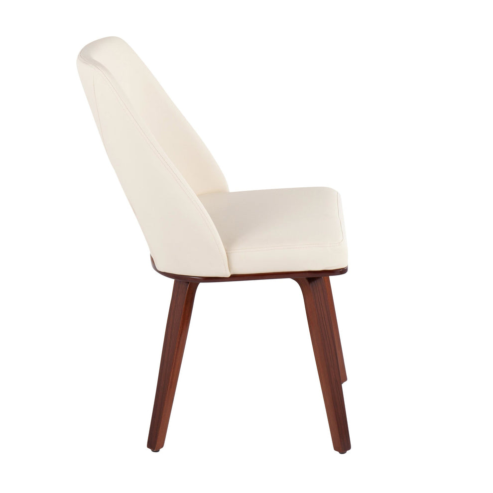 Triad Mid-Century Modern Upholstered Chair in Walnut Bamboo and Black Faux Leather By LumiSource - Set of 2 | Dining Chairs | Modishstore - 14