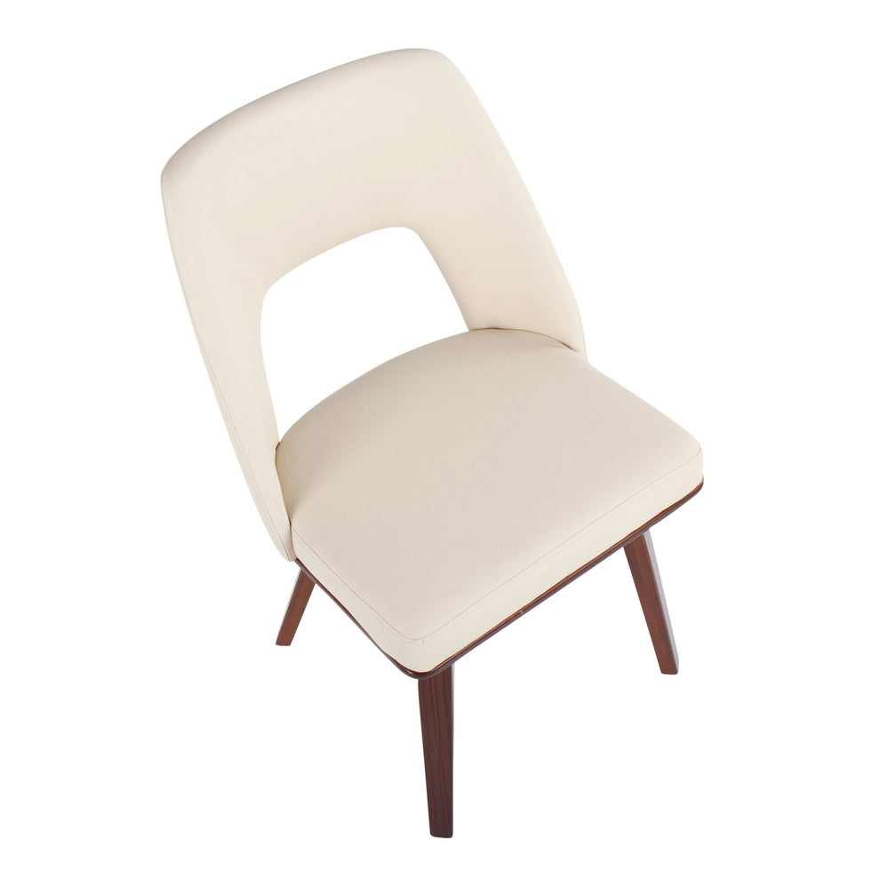 Triad Mid-Century Modern Upholstered Chair in Walnut Bamboo and Black Faux Leather By LumiSource - Set of 2 | Dining Chairs | Modishstore - 11
