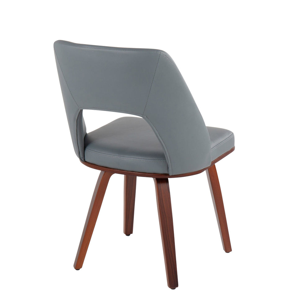 Triad Mid-Century Modern Upholstered Chair in Walnut Bamboo and Black Faux Leather By LumiSource - Set of 2 | Dining Chairs | Modishstore - 23