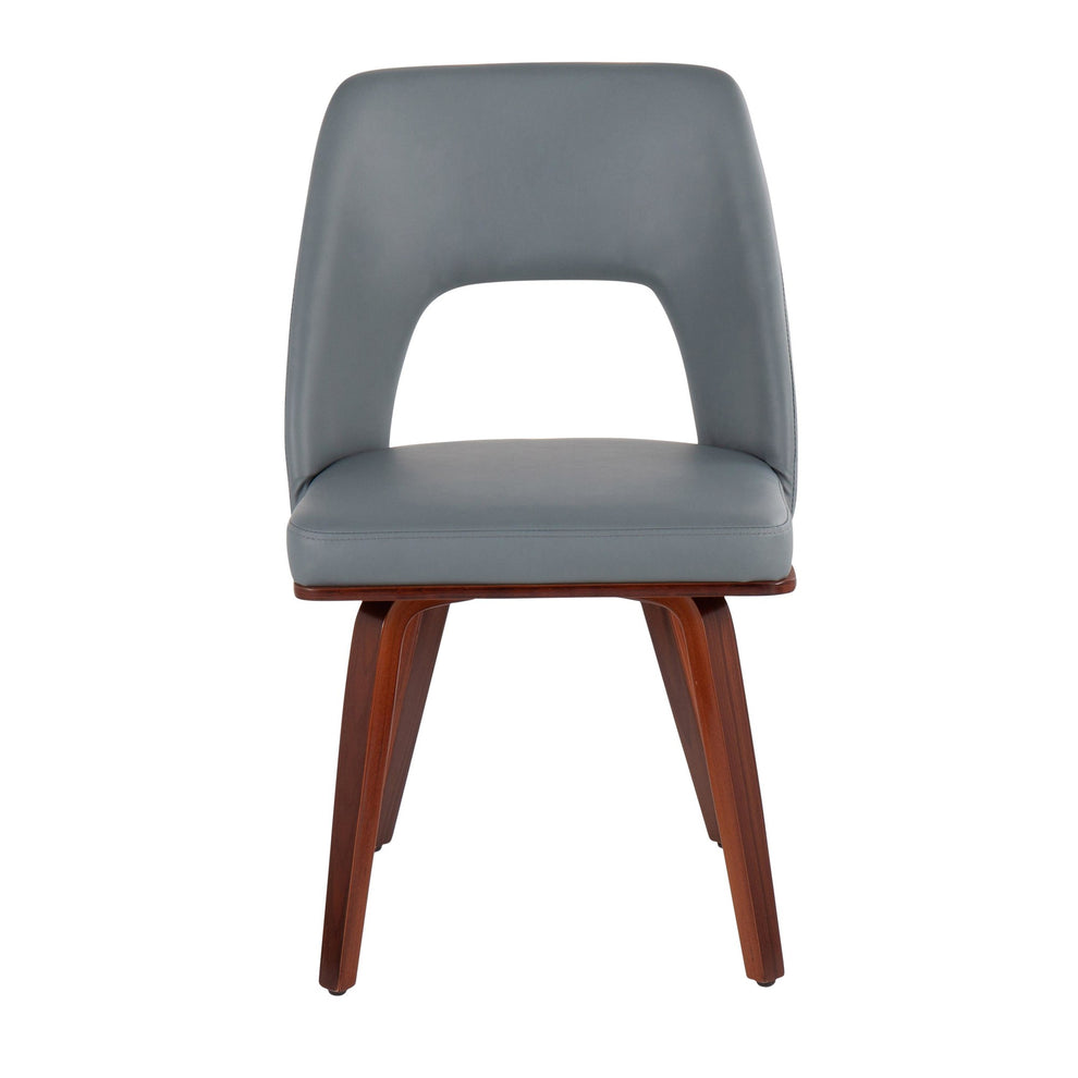Triad Mid-Century Modern Upholstered Chair in Walnut Bamboo and Black Faux Leather By LumiSource - Set of 2 | Dining Chairs | Modishstore - 18