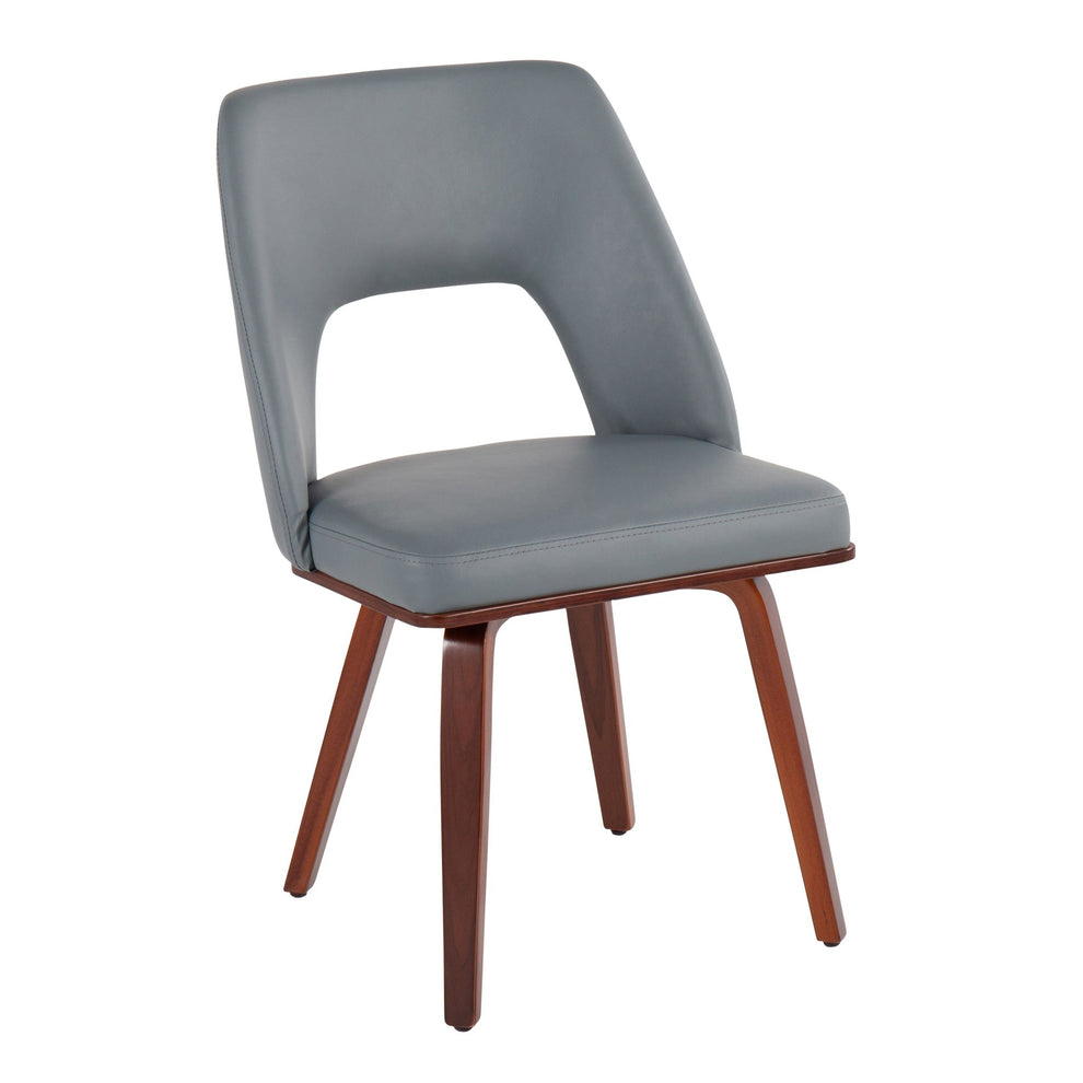 Triad Mid-Century Modern Upholstered Chair in Walnut Bamboo and Black Faux Leather By LumiSource - Set of 2 | Dining Chairs | Modishstore - 21