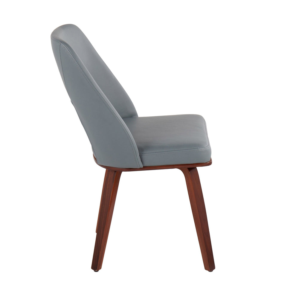Triad Mid-Century Modern Upholstered Chair in Walnut Bamboo and Black Faux Leather By LumiSource - Set of 2 | Dining Chairs | Modishstore - 22