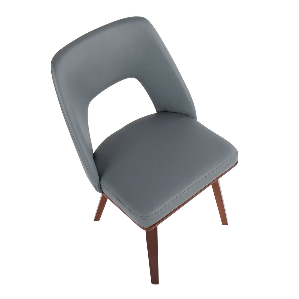 Triad Mid-Century Modern Upholstered Chair in Walnut Bamboo and Black Faux Leather By LumiSource - Set of 2 | Dining Chairs | Modishstore - 19