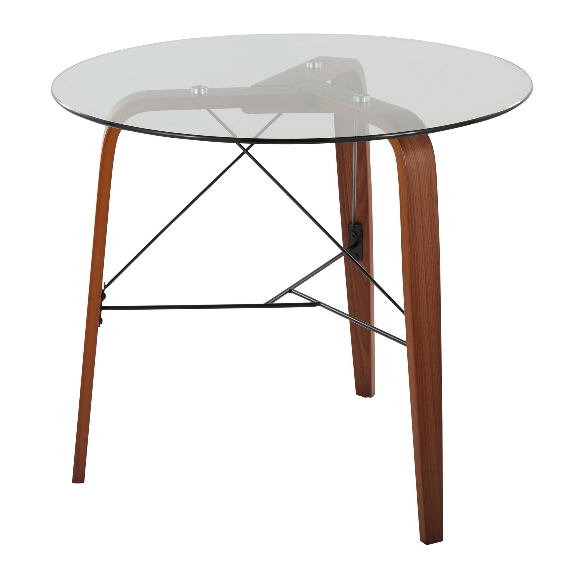 Trilogy Contemporary Round Dinette Table in Walnut Wood and Clear Glass By LumiSource | Dining Tables | Modishstore - 4