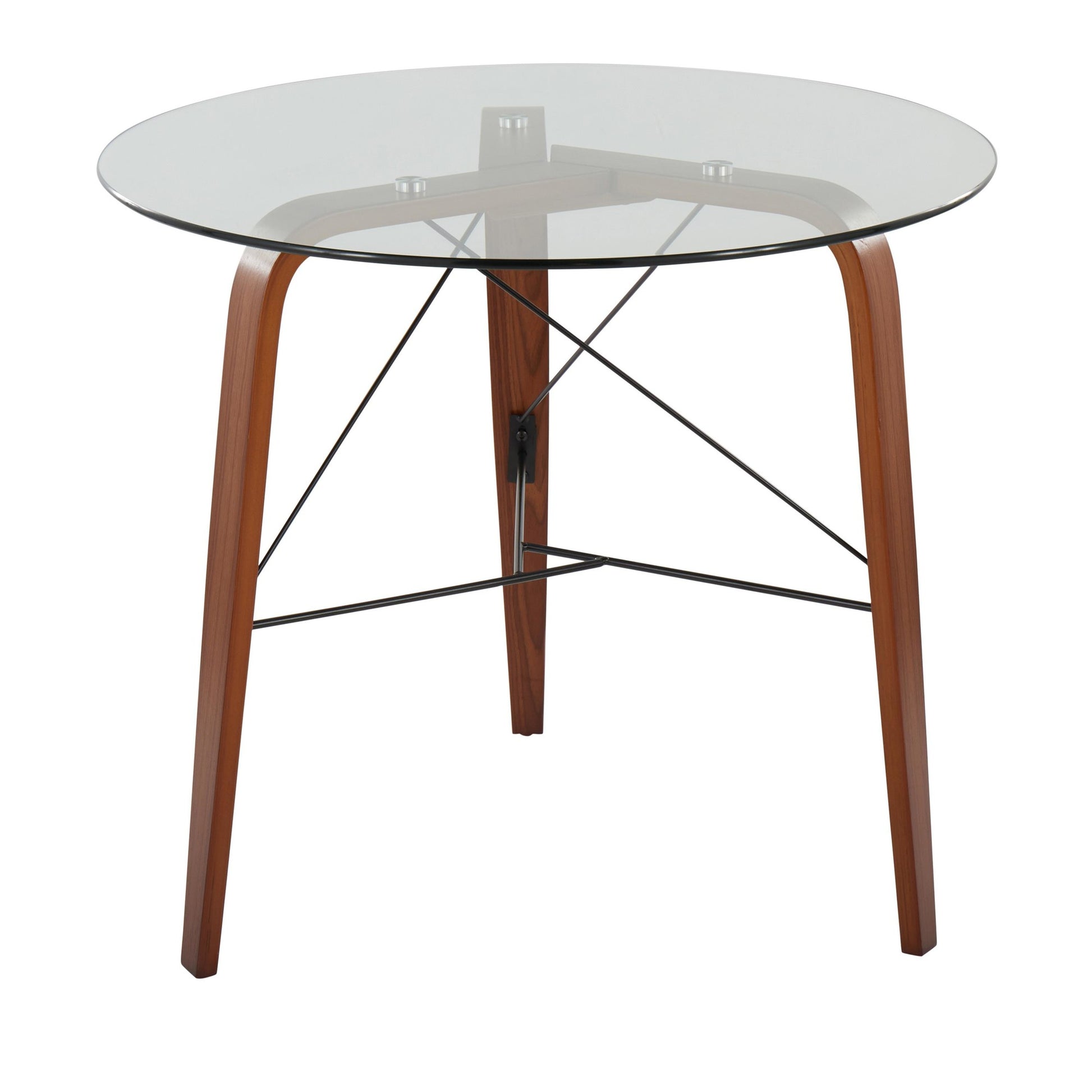 Trilogy Contemporary Round Dinette Table in Walnut Wood and Clear Glass By LumiSource | Dining Tables | Modishstore - 5