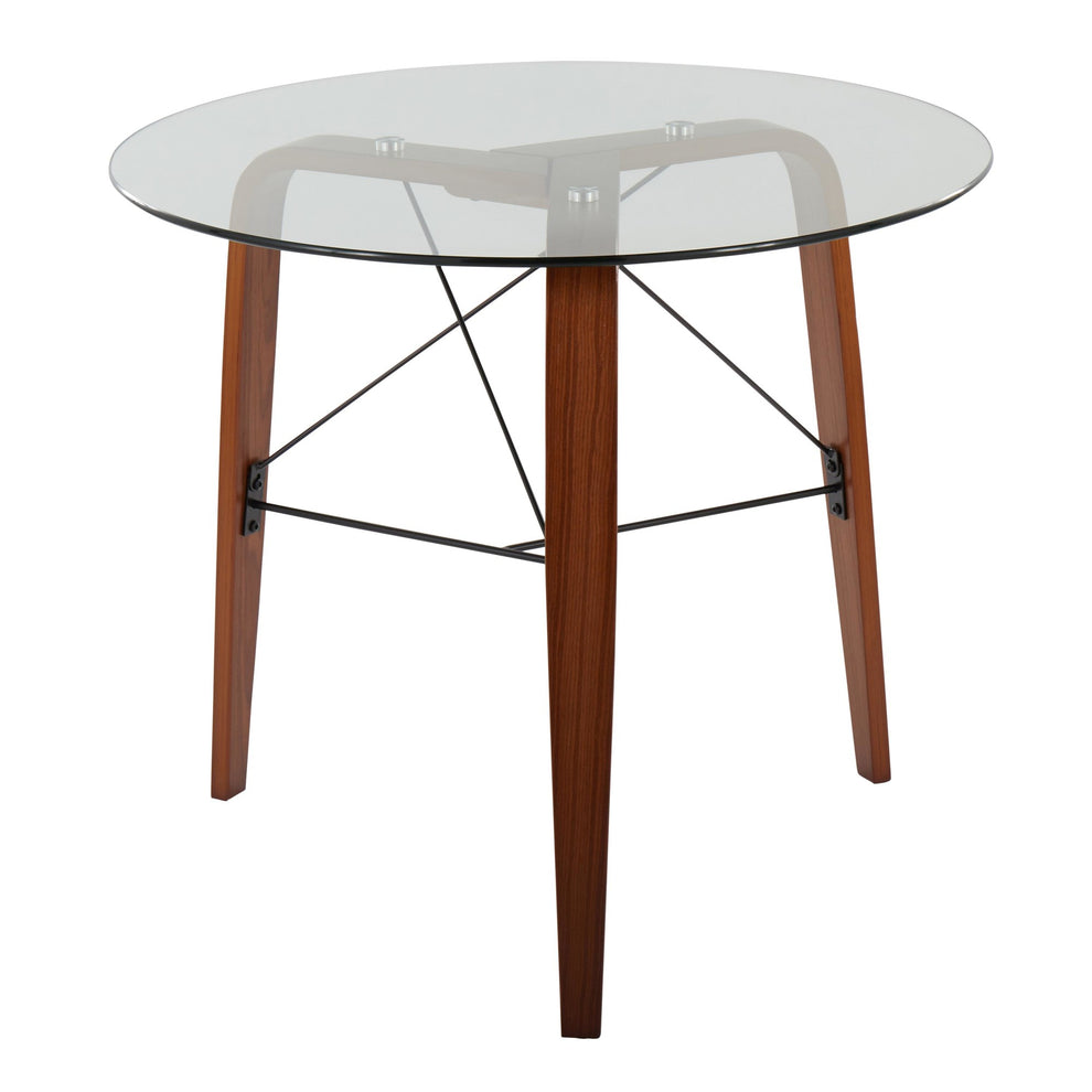 Trilogy Contemporary Round Dinette Table in Walnut Wood and Clear Glass By LumiSource | Dining Tables | Modishstore - 3