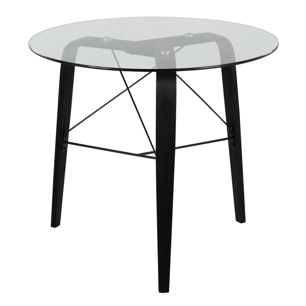 Trilogy Mid-Century Modern Round Dinette Table in Black Wood with Clear Glass Top By LumiSource | Dining Tables | Modishstore - 5
