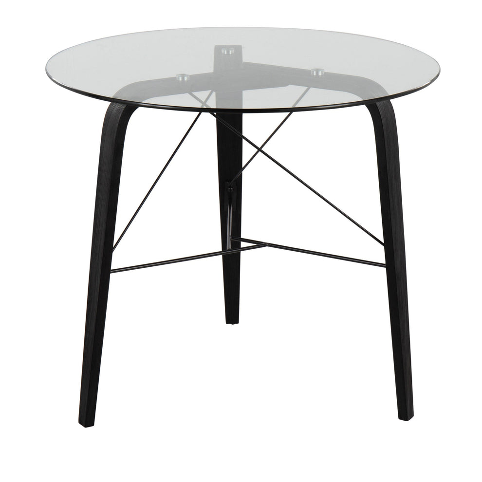 Trilogy Mid-Century Modern Round Dinette Table in Black Wood with Clear Glass Top By LumiSource | Dining Tables | Modishstore - 3