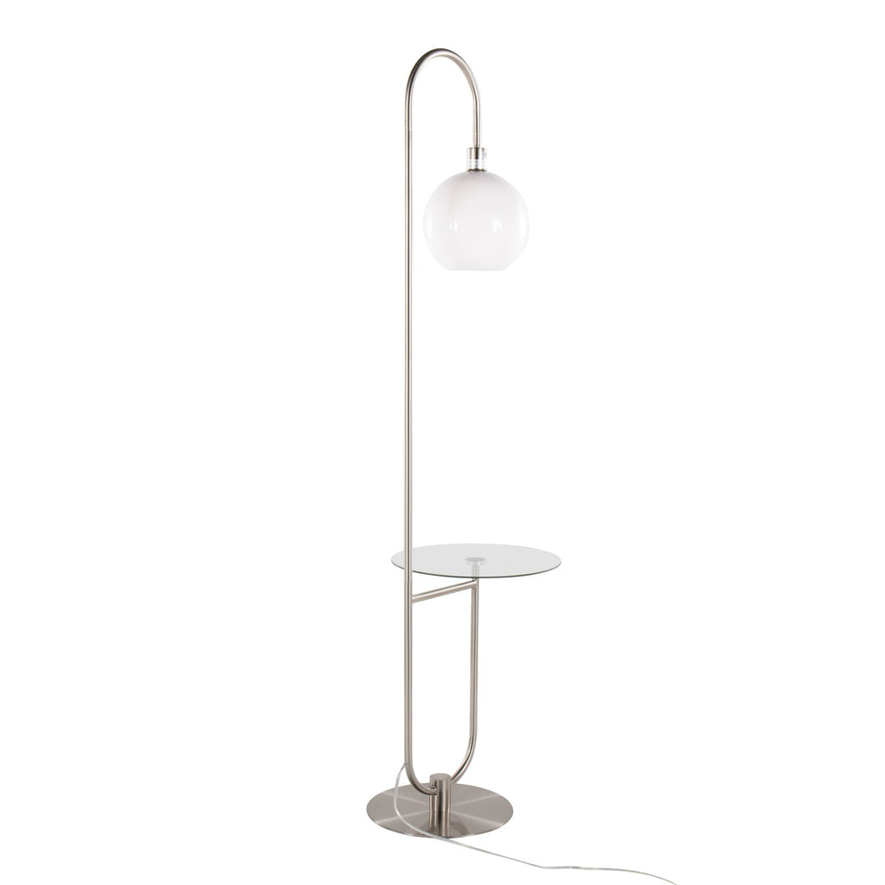 Trombone Contemporary/Glam Floor Lamp in Nickel Metal with Clear Glass Shelf By LumiSource | Floor Lamps | Modishstore - 7