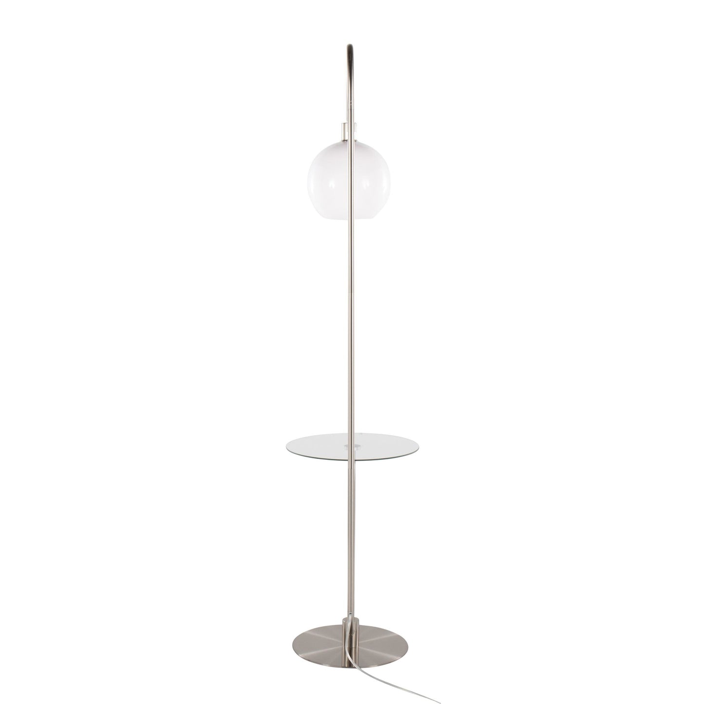 Trombone Contemporary/Glam Floor Lamp in Nickel Metal with Clear Glass Shelf By LumiSource | Floor Lamps | Modishstore - 8