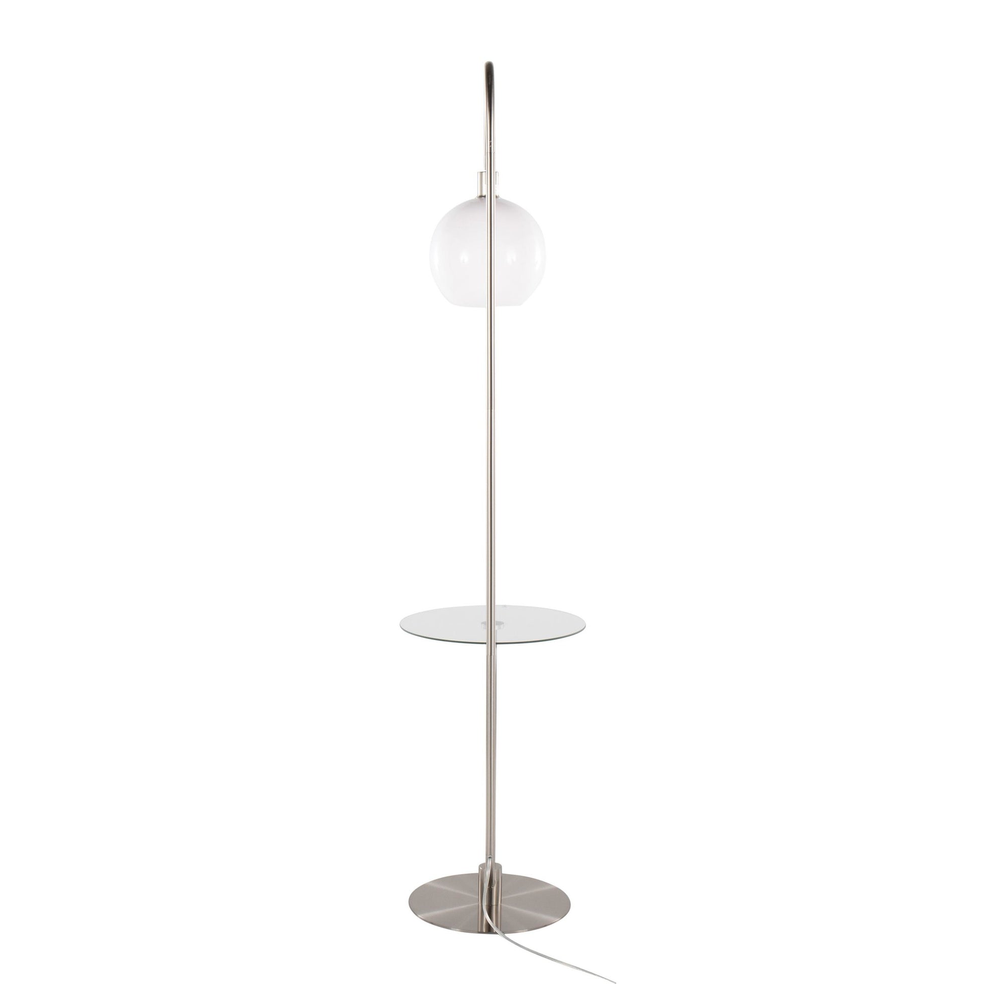 Trombone Contemporary/Glam Floor Lamp in Nickel Metal with Clear Glass Shelf By LumiSource | Floor Lamps | Modishstore - 8