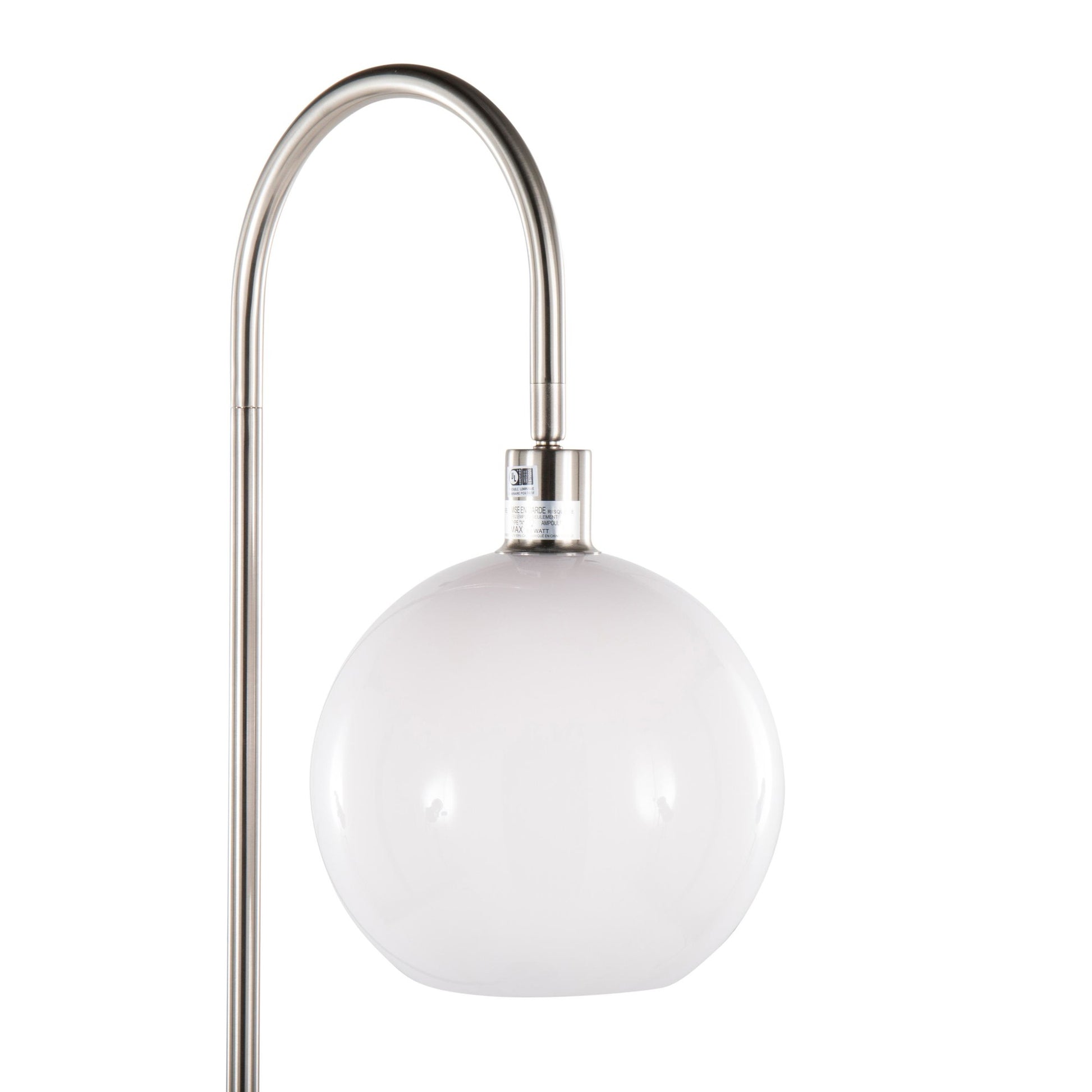 Trombone Contemporary/Glam Floor Lamp in Nickel Metal with Clear Glass Shelf By LumiSource | Floor Lamps | Modishstore - 3