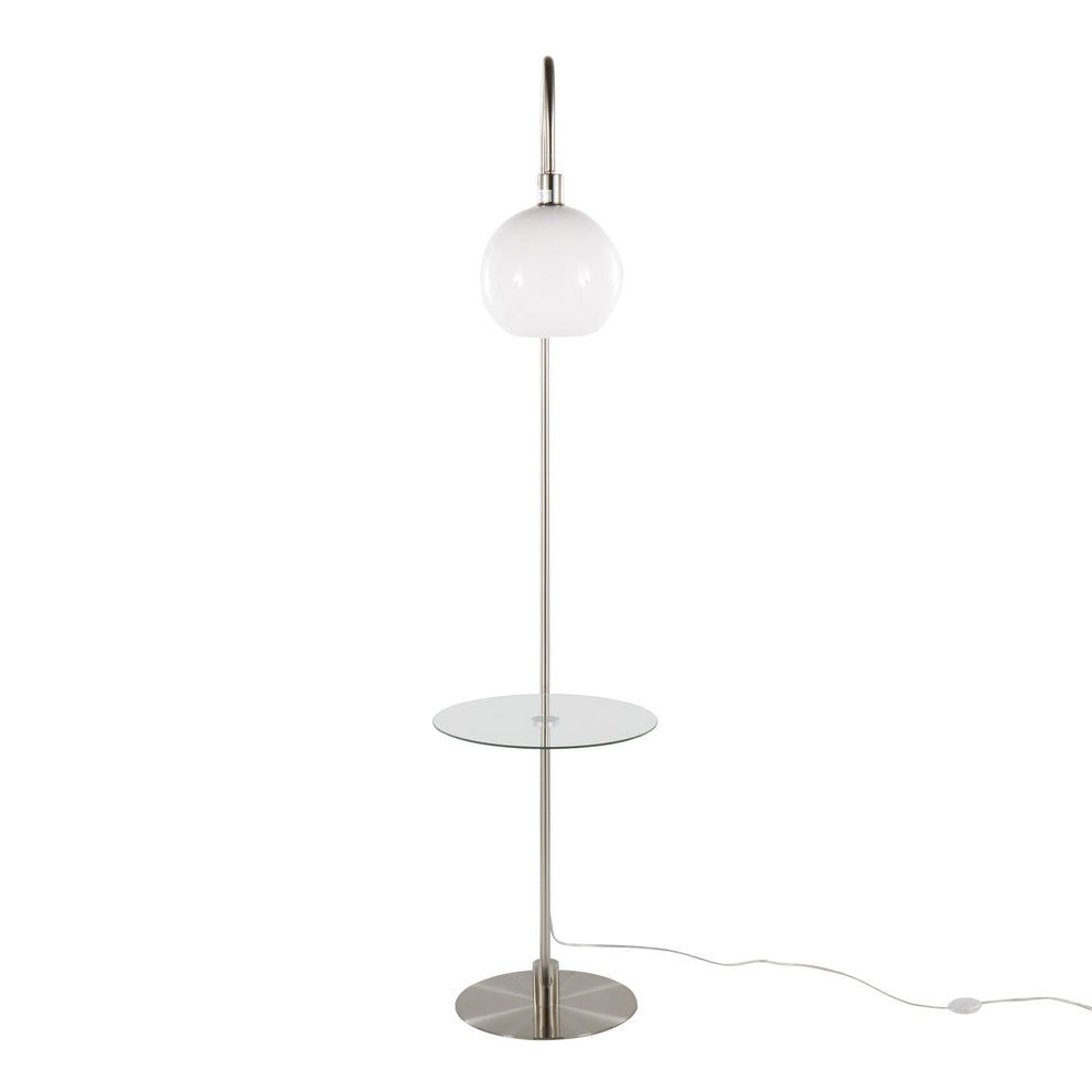 Trombone Contemporary/Glam Floor Lamp in Nickel Metal with Clear Glass Shelf By LumiSource | Floor Lamps | Modishstore - 2