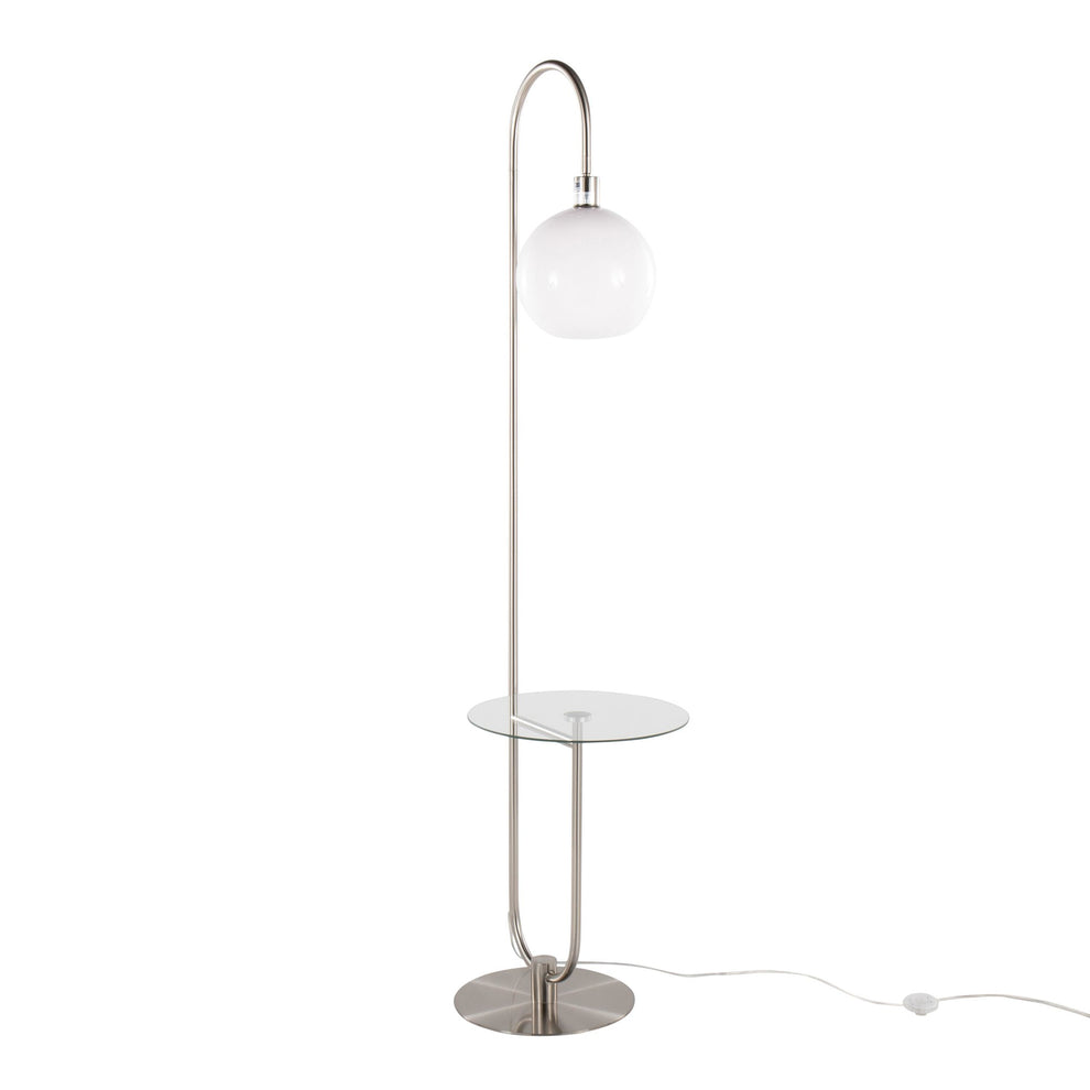 Trombone Contemporary/Glam Floor Lamp in Nickel Metal with Clear Glass Shelf By LumiSource | Floor Lamps | Modishstore - 5
